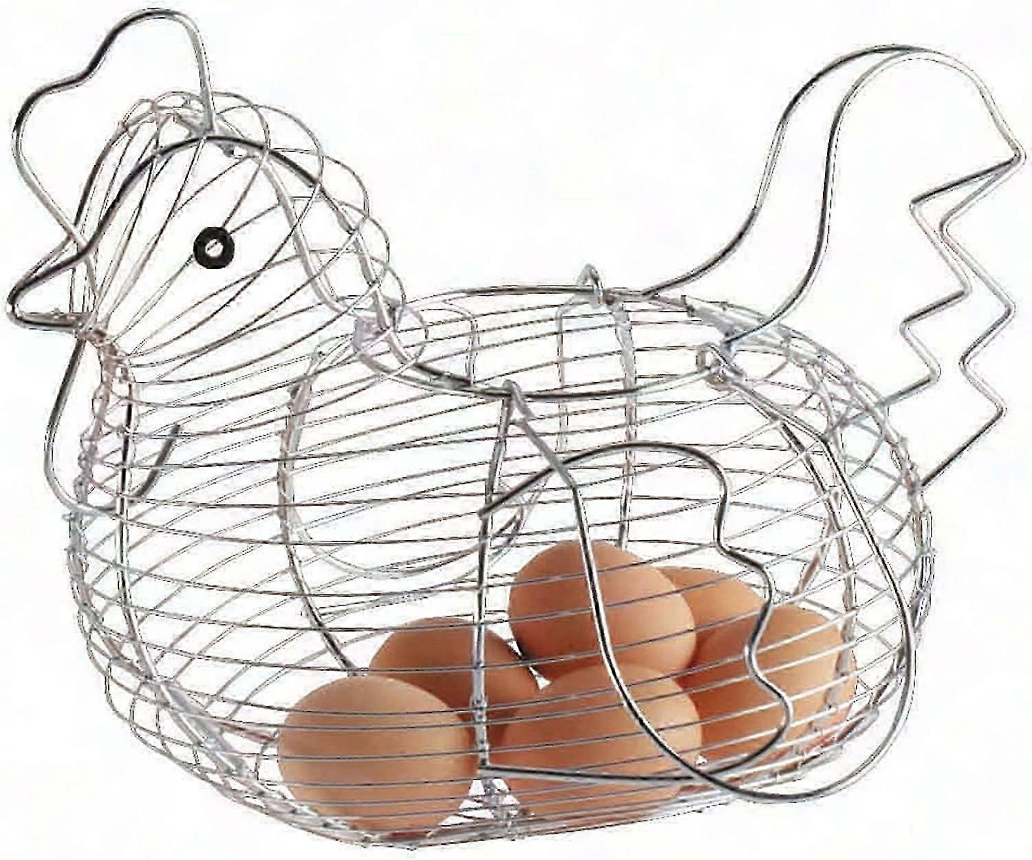 Hen Shaped Chrome Wire Egg Basket