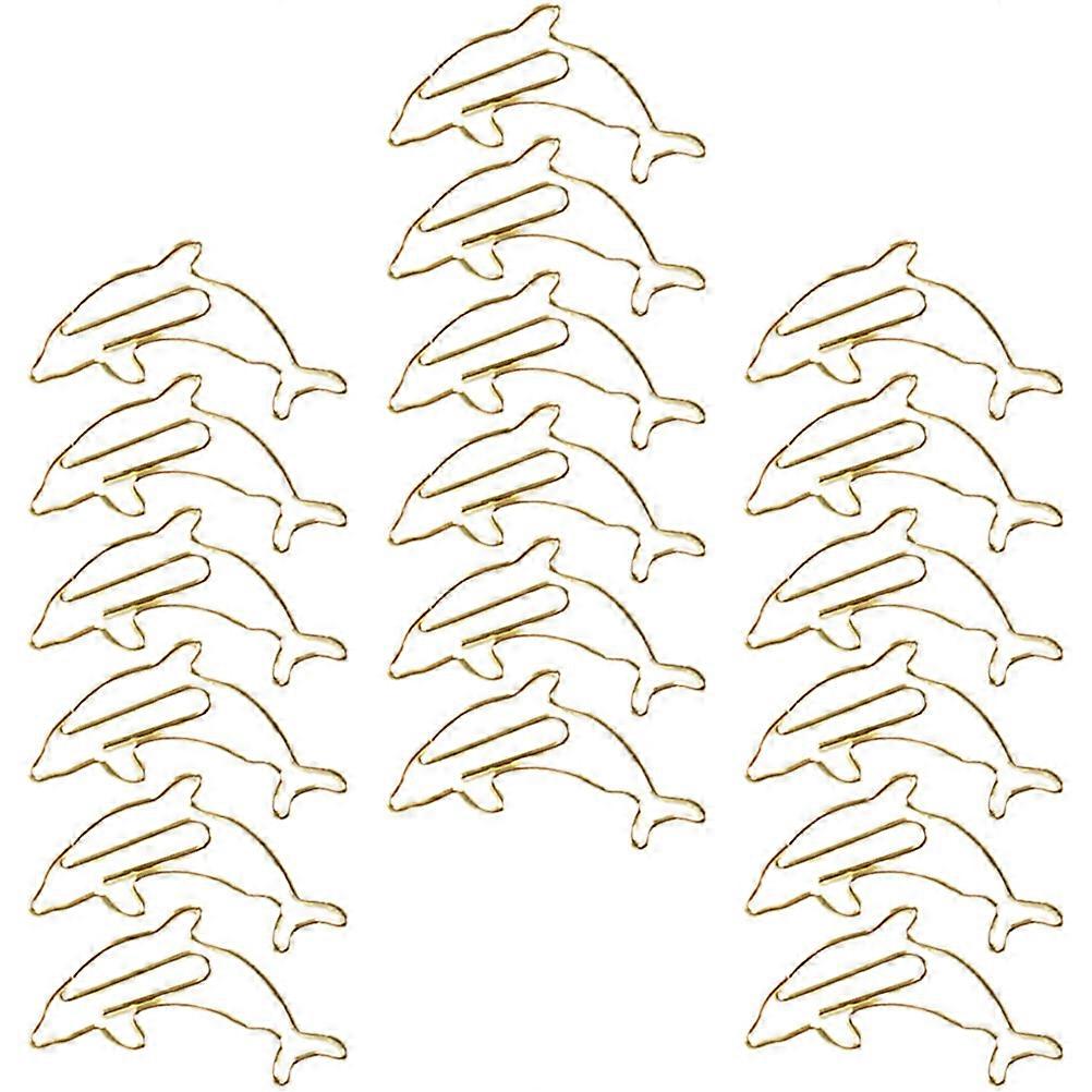 Creative Dolphin Shape Paper Clips for Holding Use Golden Iron Material with Strong Clamping