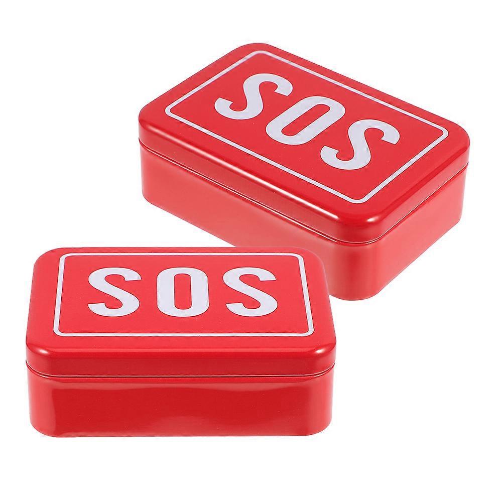 SOS Survival Tin Metal Medicine Box Designed For Outdoor Enthusiasts In Emergency Situations Measuring 9.50X6.50X3.00CM 2Pack