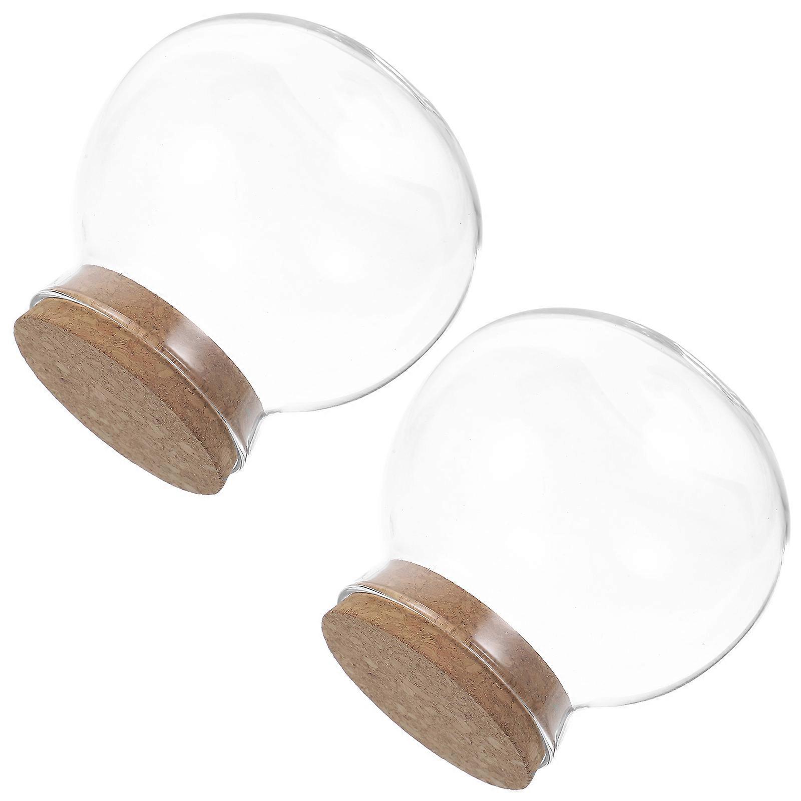 White Glass Jars with Wooden Cork Lids for Storing Honey Kitchen Airtight Containers 2pcs