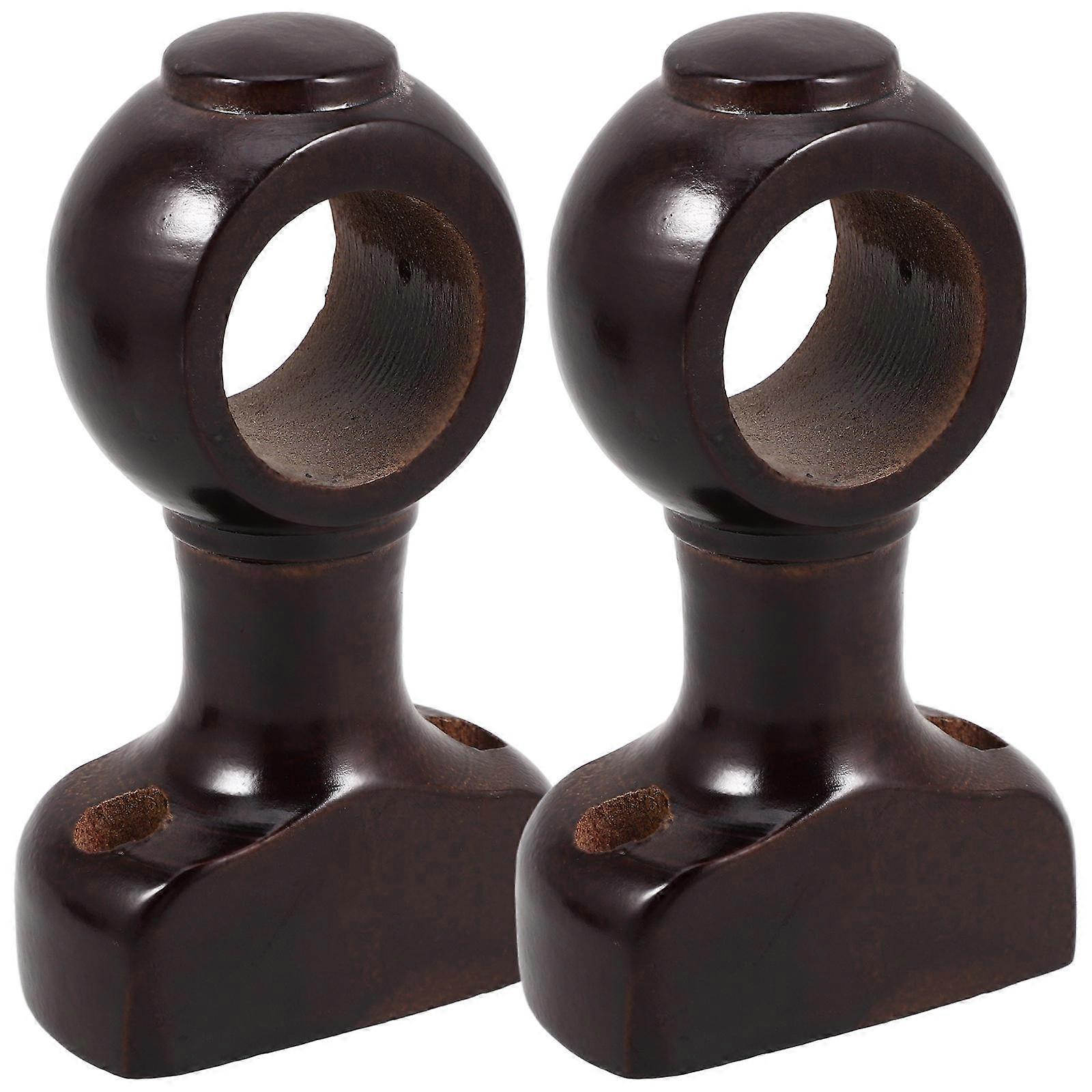 Wooden Curtain Pole Accessories Sturdy Support Bracket Brown 10.40X6.00X3.30CM Prevent Sagging 2Pcs