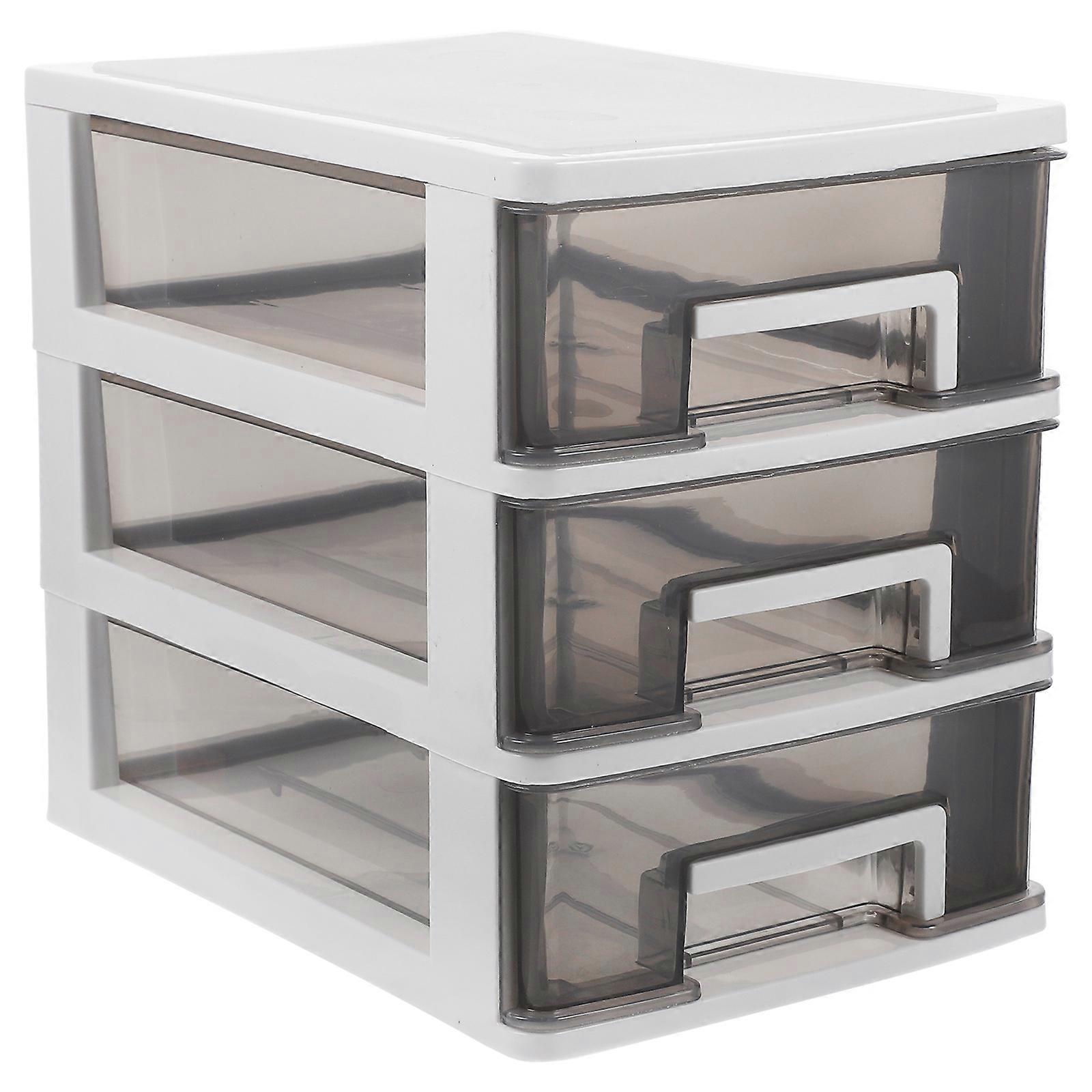Plastic Drawer Organizer for Kitchen Use Grey MultiLayer PP Material 7.87x5.12x9.45 Inches