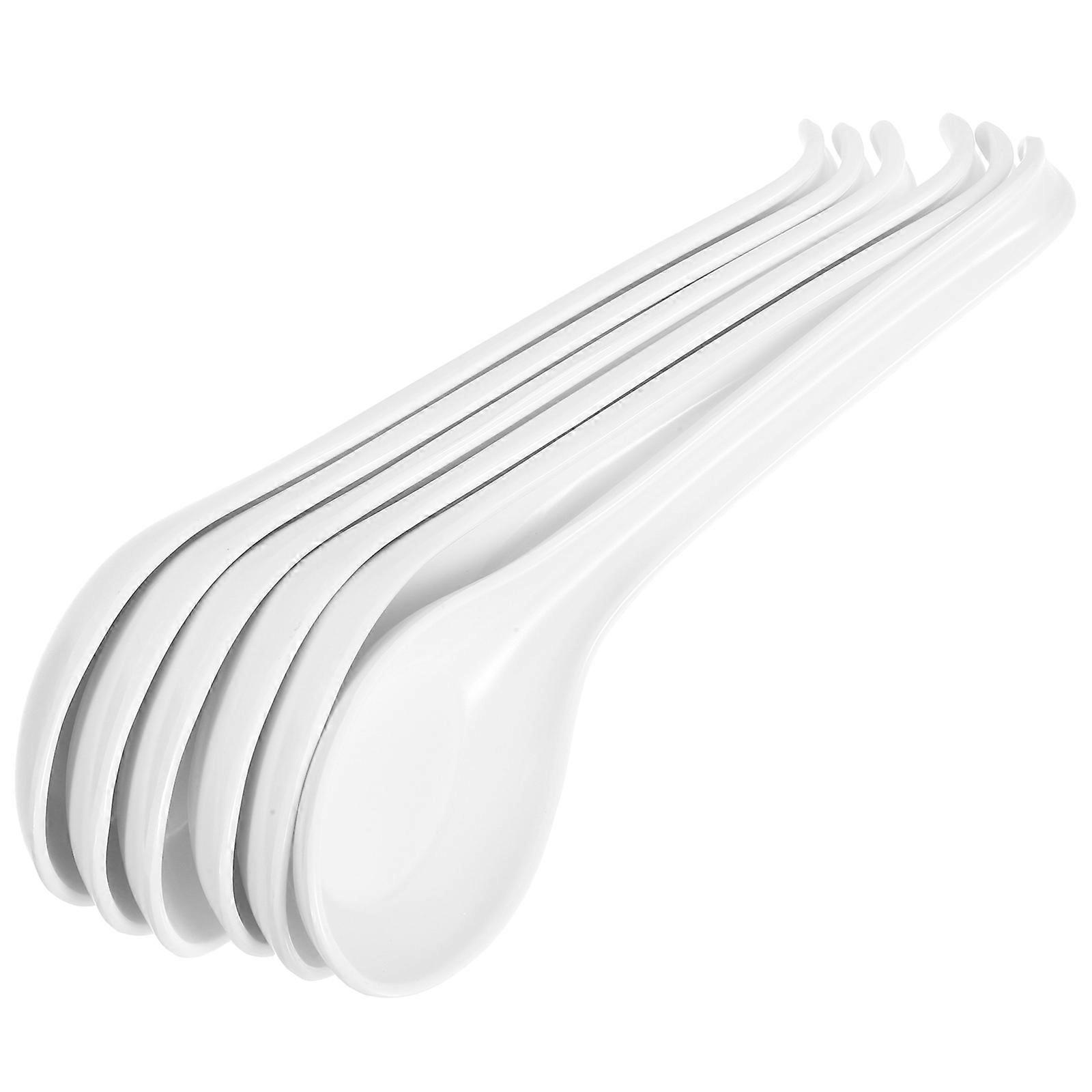 6pcs White Japanese Ramen Soup Spoons for Home Use Easy to Clean NonSlip Design
