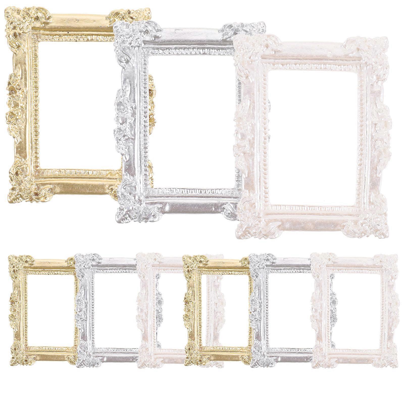 Mini Resin Gold Frames Vintage Photo Frame Diy Projects Craft Making Artists 1.9×1.3×0.2In 9Pcs