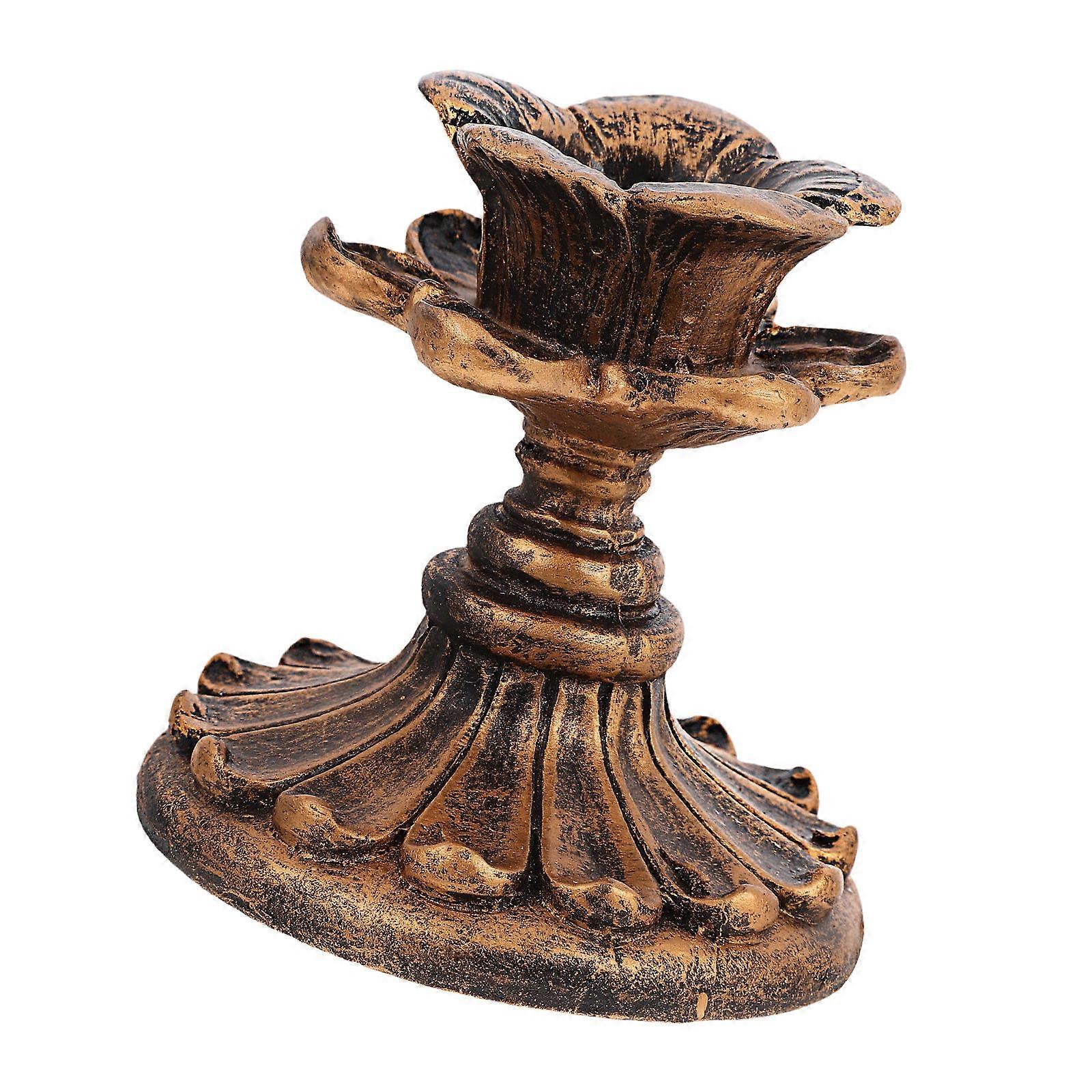 Craft Candlestick Resin Accessory French Design Antique Style Decorative Stable Base Assorted Color 9x8.5x8.5cm 1Pack