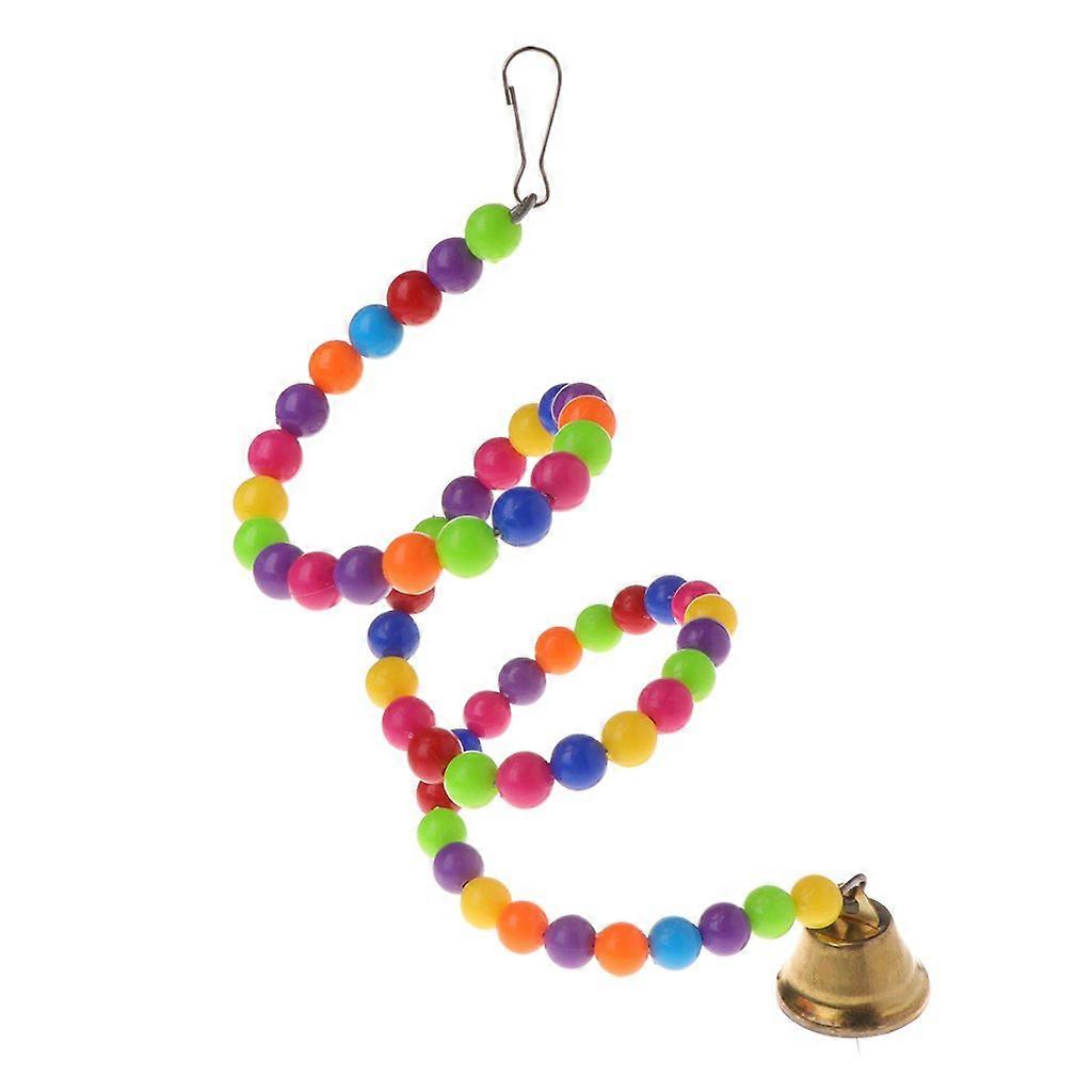 Vogelsitzstange Bunte Perlen Flexible Schaukelständer Spielzeug Für Kleine Vögel Klettern Kauen 30cm Holz Material