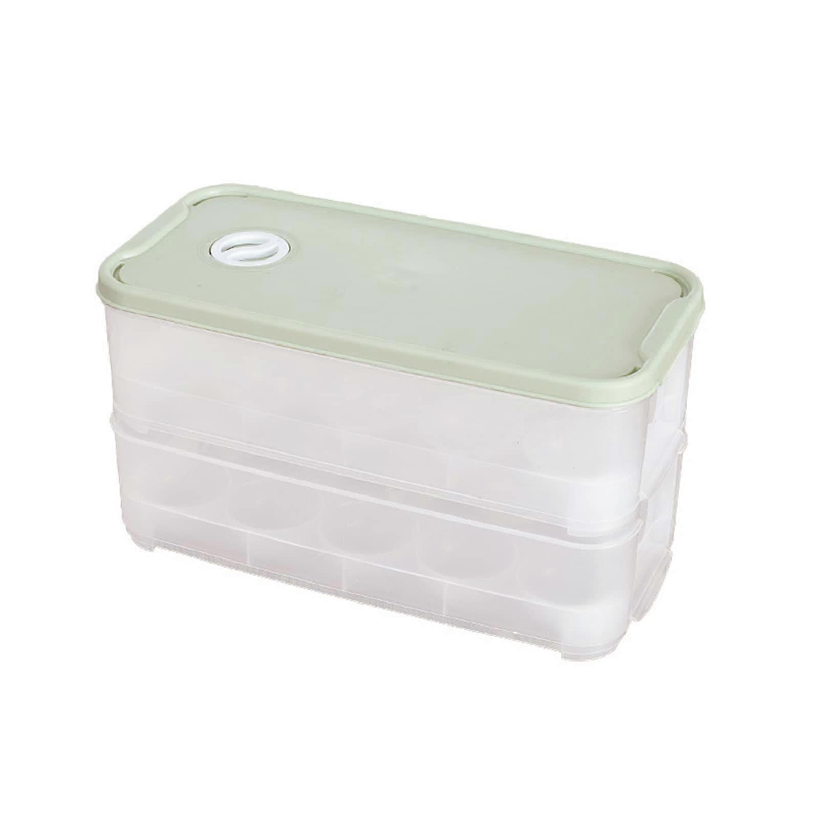 10/20 Stackable Storage Box for Refrigerator, Container with Lid for Fridge Kitchen Chicken Container Double Card Green