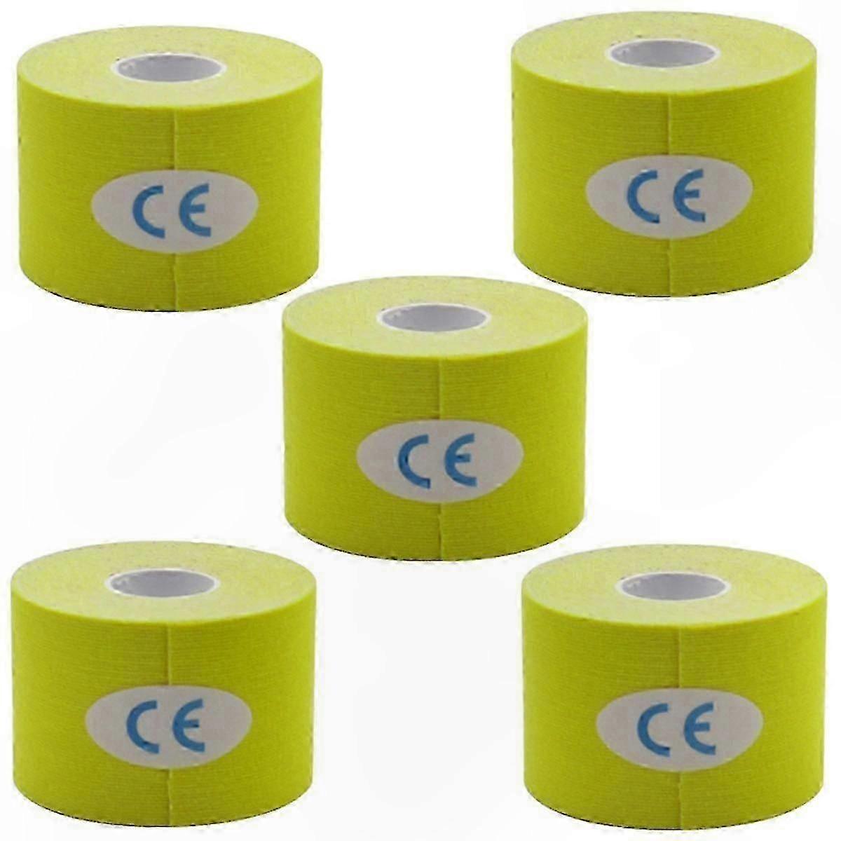 ضمادة مرنة مرنة مع مادة لاصقة ، دعامة ذاتية التغليف للمعصمين والكاحلين والركبتين ، غلاف رياضي أصفر