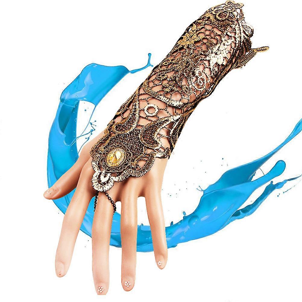 Elegant Lace Gloves 2Set Ring Style Bracelets for Women and Girls in Golden Color with Lightweight and Portable Carry Functionality