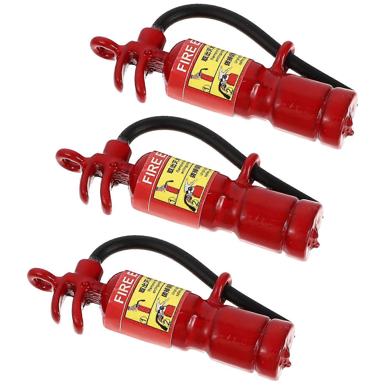 Dollhouse Decor Mini Fire Extinguisher Models Cylindrical Red Alloy Pendant 3Pcs