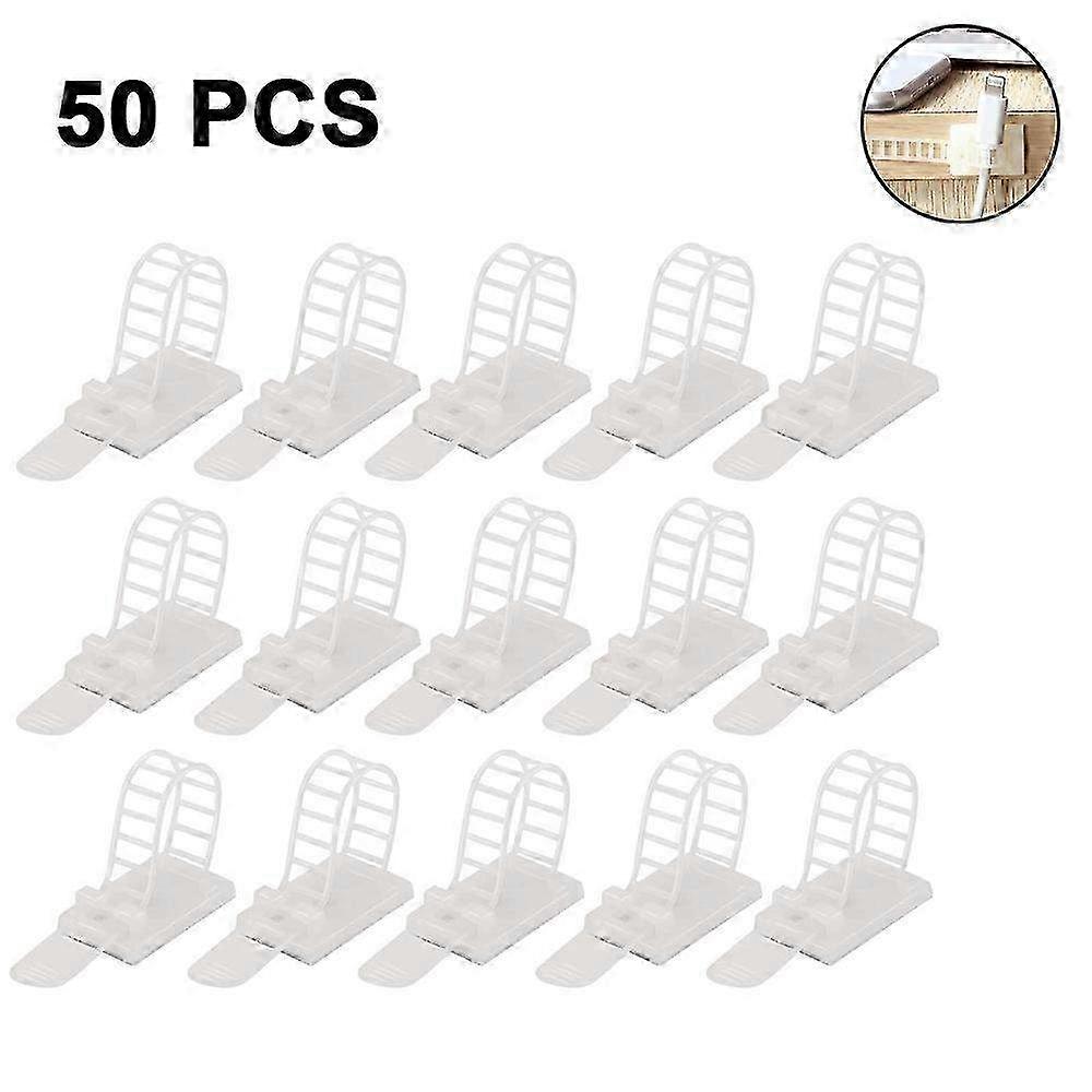 50Pcs Adjustable Self-Adhesive Cable Ties - Effective Cable Management Solution for Home & Office Organization