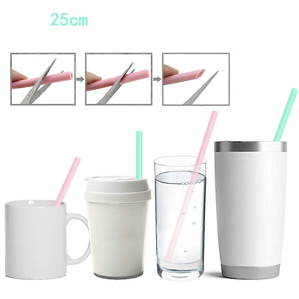 Portable Straight Silicone Straws For Party Use Made Of Eco-friendly Material Assorted Color 3 Sets With Case