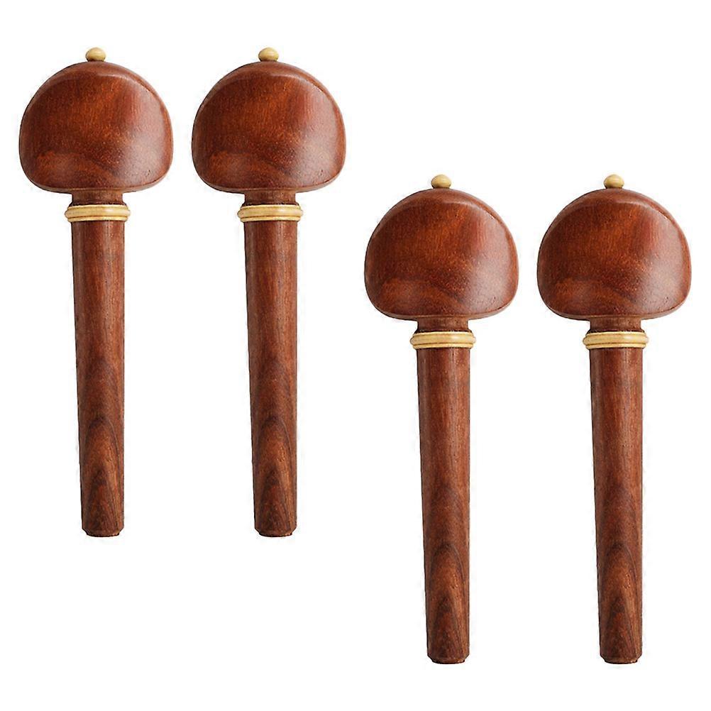 Cello Tuning Pegs Accessories For Musicians 4Pcs Brown Wooden String Instrument With Round Edges Design