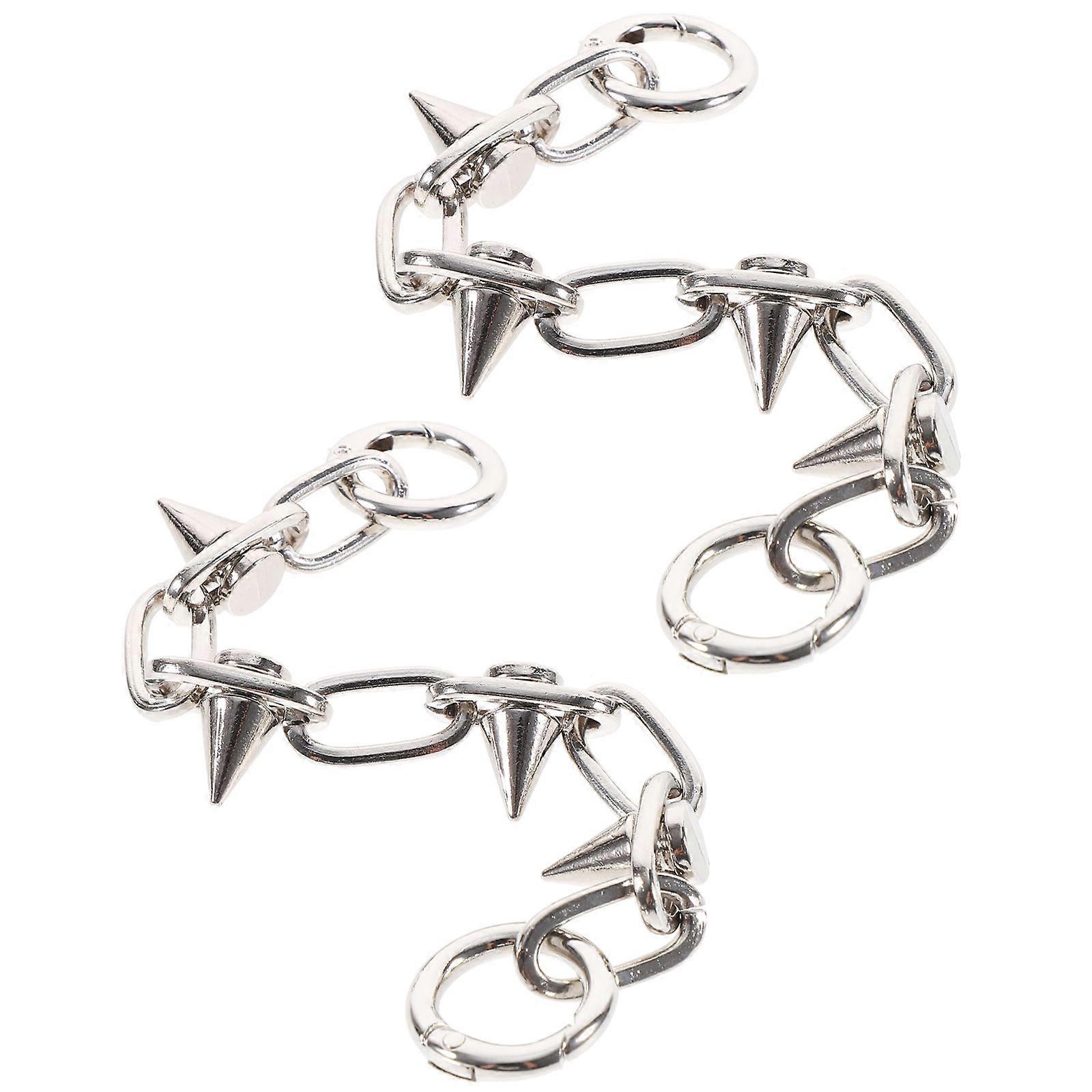 Shiny Punk Style Shoe Chains for Decoration 2pcs Silver Alloy Bling Charm Shoelace Accessories 7.5