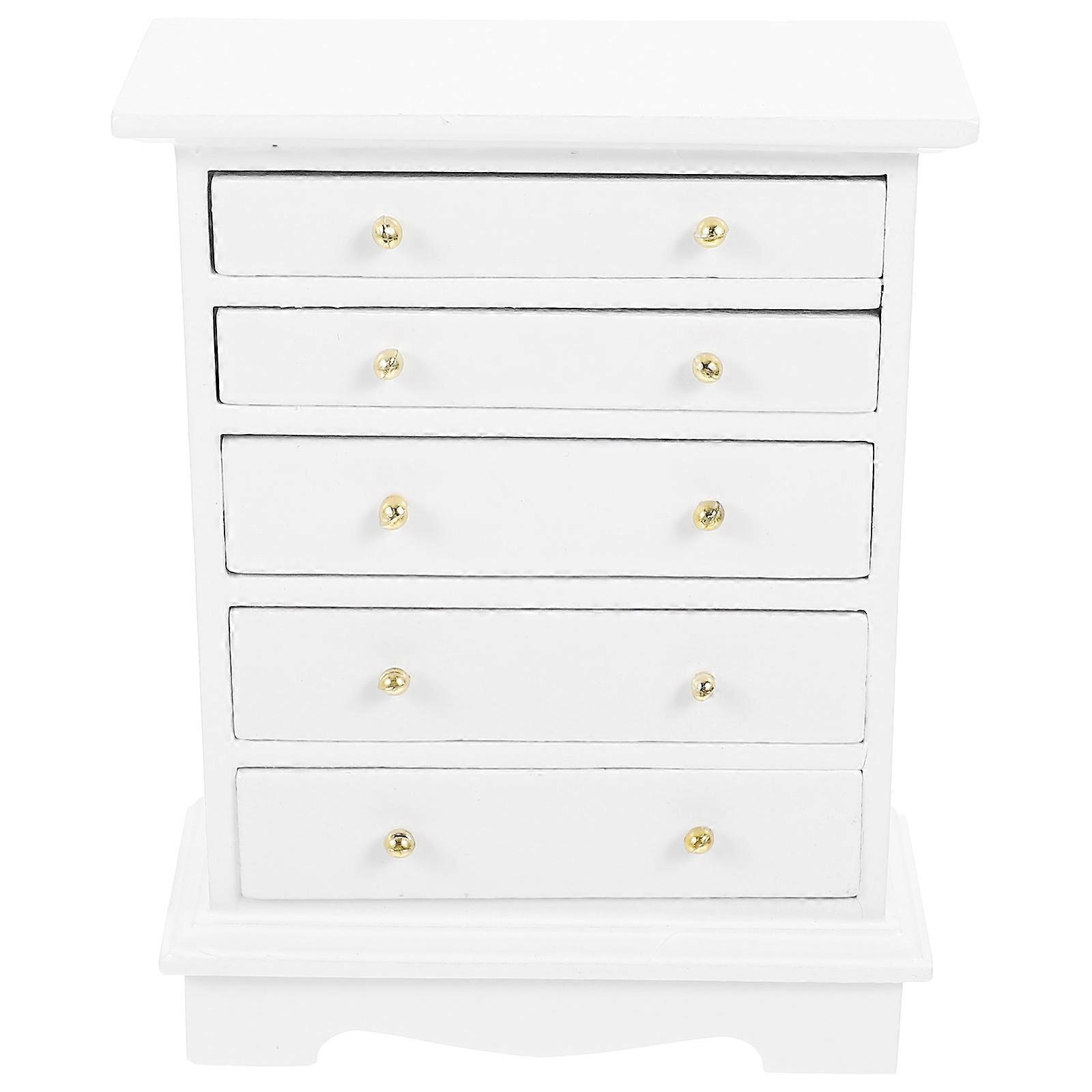 White Miniature Wooden Cabinet Model for Doll House Decoration with Storage Function and High Simulation Effect 6.5x4.5x10 inches