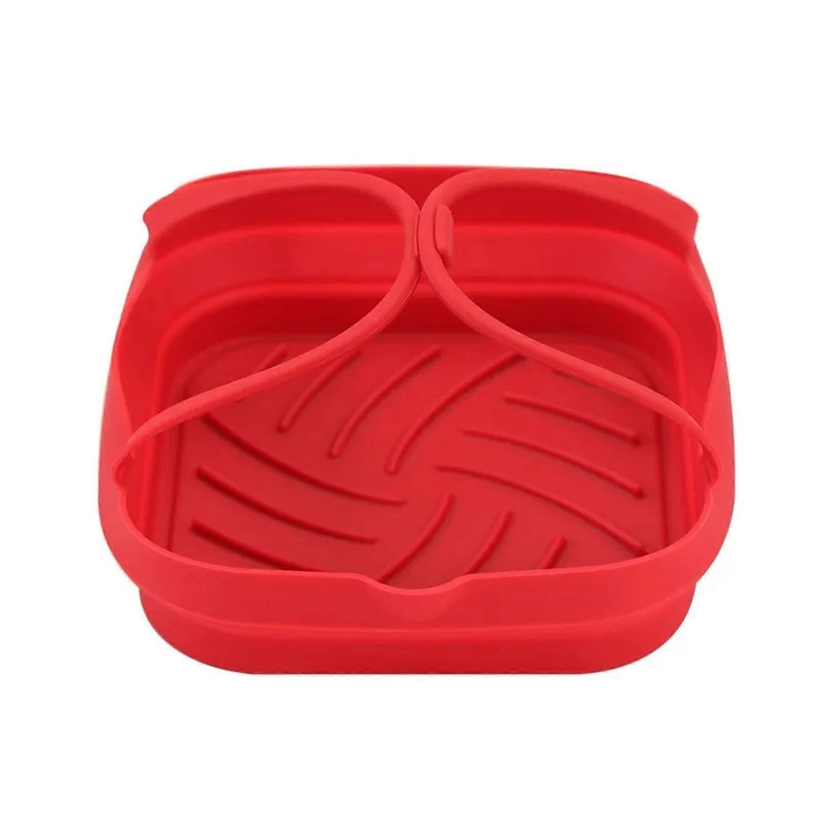 20 cm square silicone basket for air fryer, pot with handle, baking pan insert (Light Green)