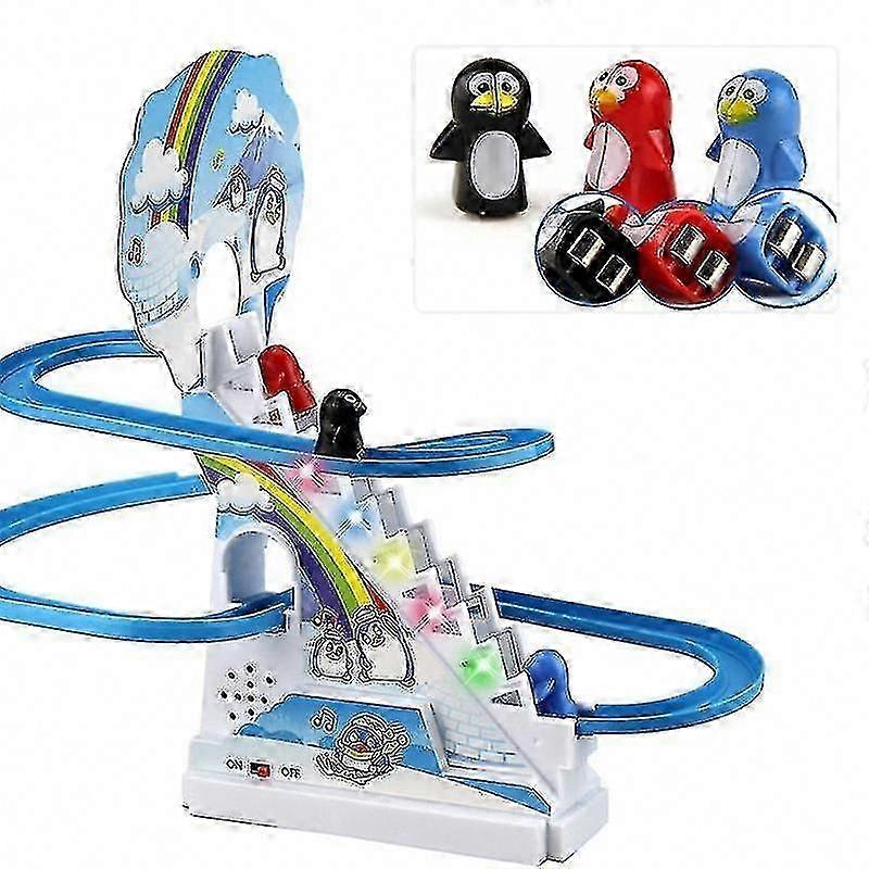 Funny Penguin Climbing Stairs Toy - Interactive Dinosaur Slide & Electric Railcar for Kids - Parent-Child Puzzle Game
