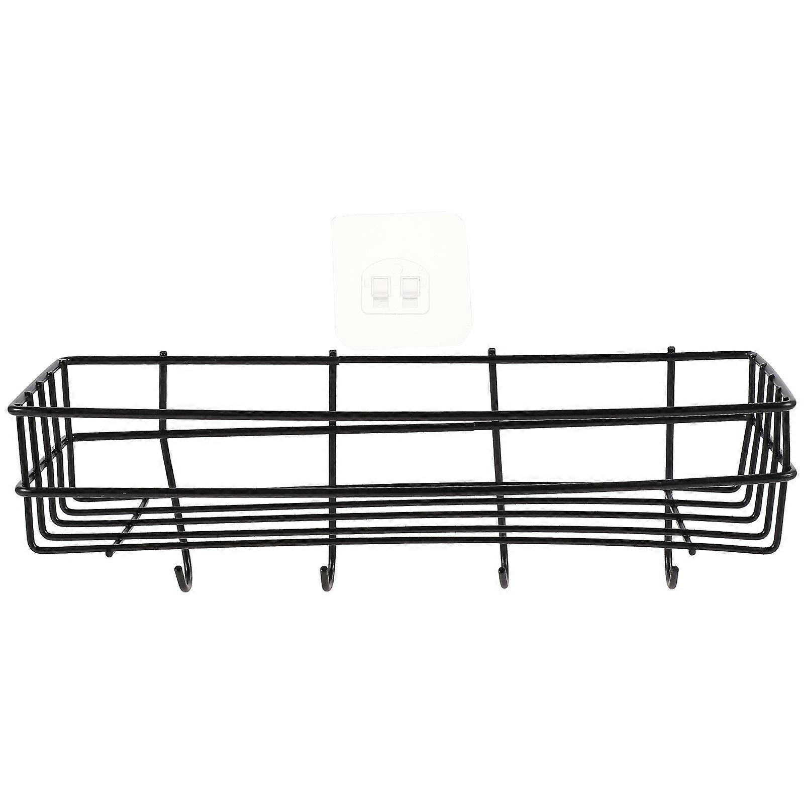 1 Set Wall Storage Rack with Hooks Wall Mounted Shelf