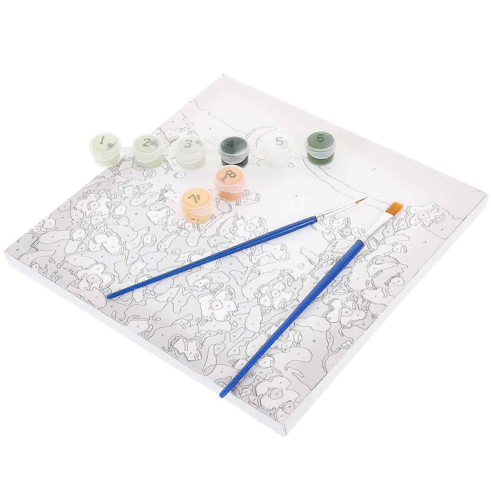 DIY Painting Canvas Set 1 Set in Square Shape for Living Room Decoration and Children's Gift with Assorted Color