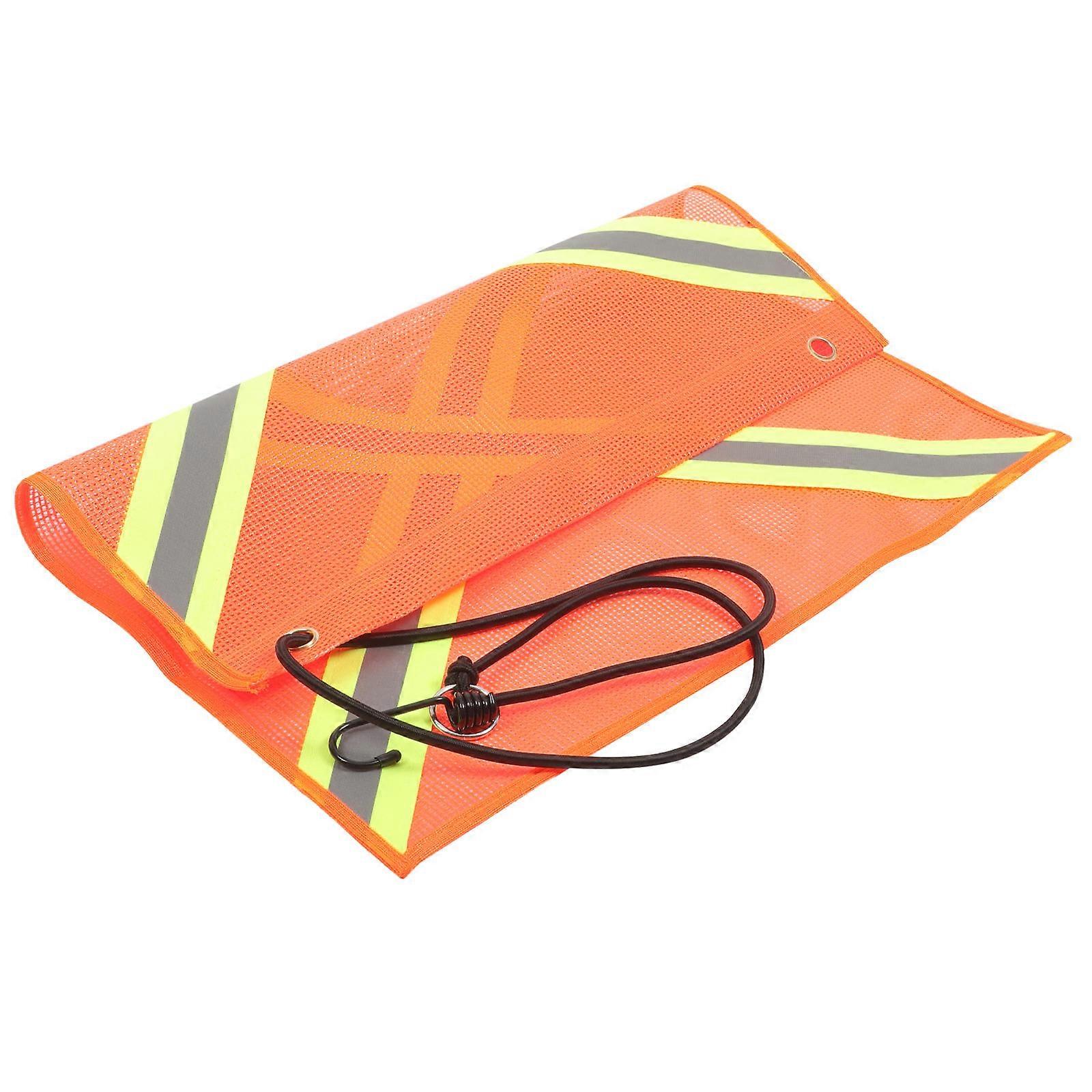 Reflective PVC Mesh Warning Flag, Double Sided Safety Signal Flag for Trailers, Waterproof Vinyl and Polyester Material, Night Visibility and