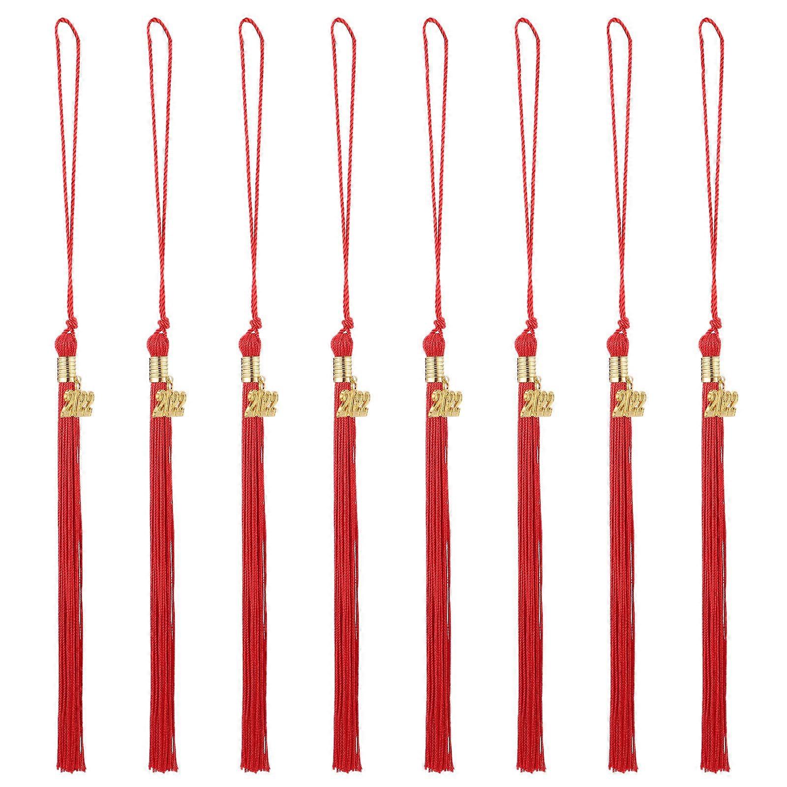 6PCS Doctoral Hat Tassel Pendants, Graduation Party Decorations, Handmade DIY Tassels for Ceremonies, Red Keepsake Charms for Memorable Moments
