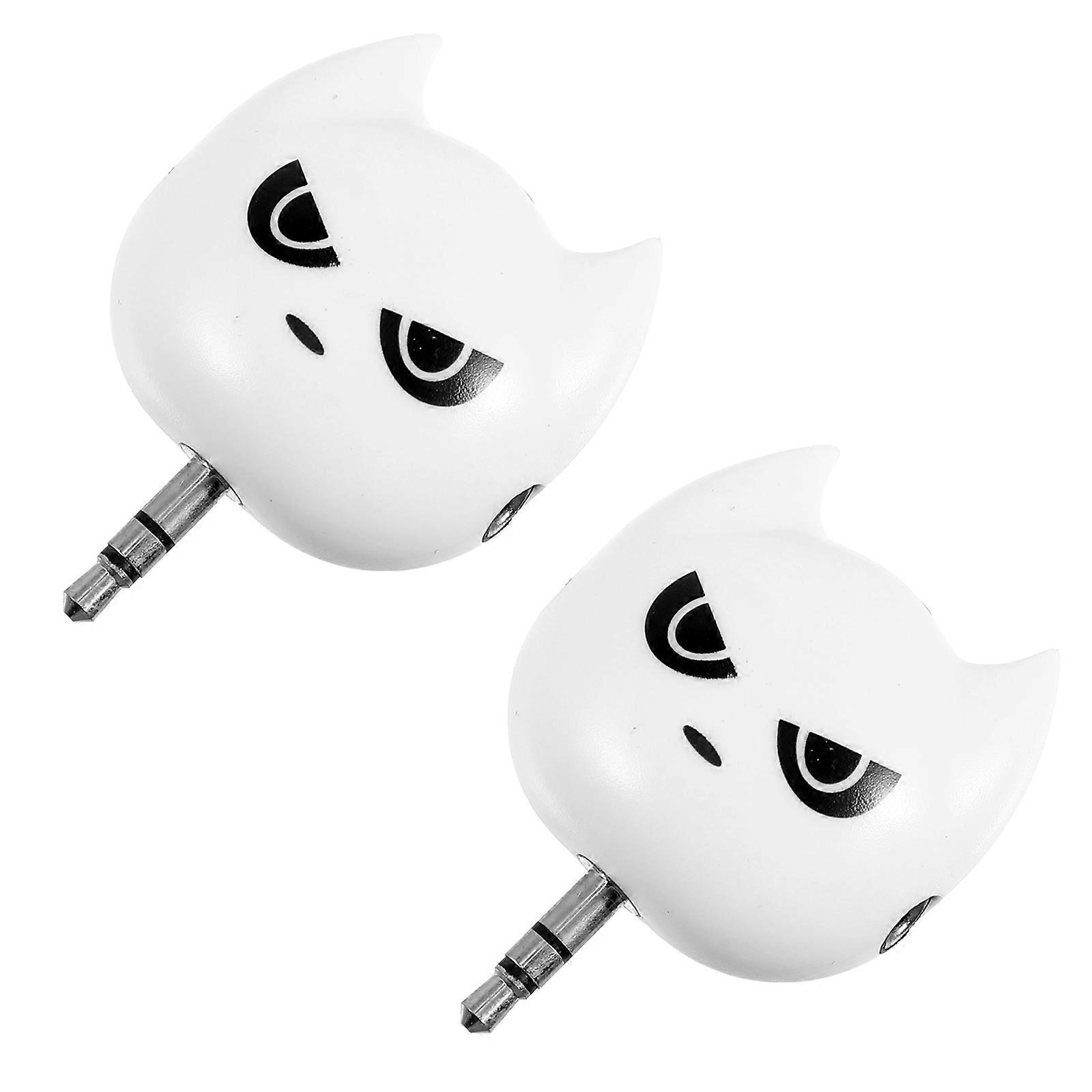 Cat Head Audio Splitter for Computer Use Adorable White Plastic Design 3Way Output Small Size