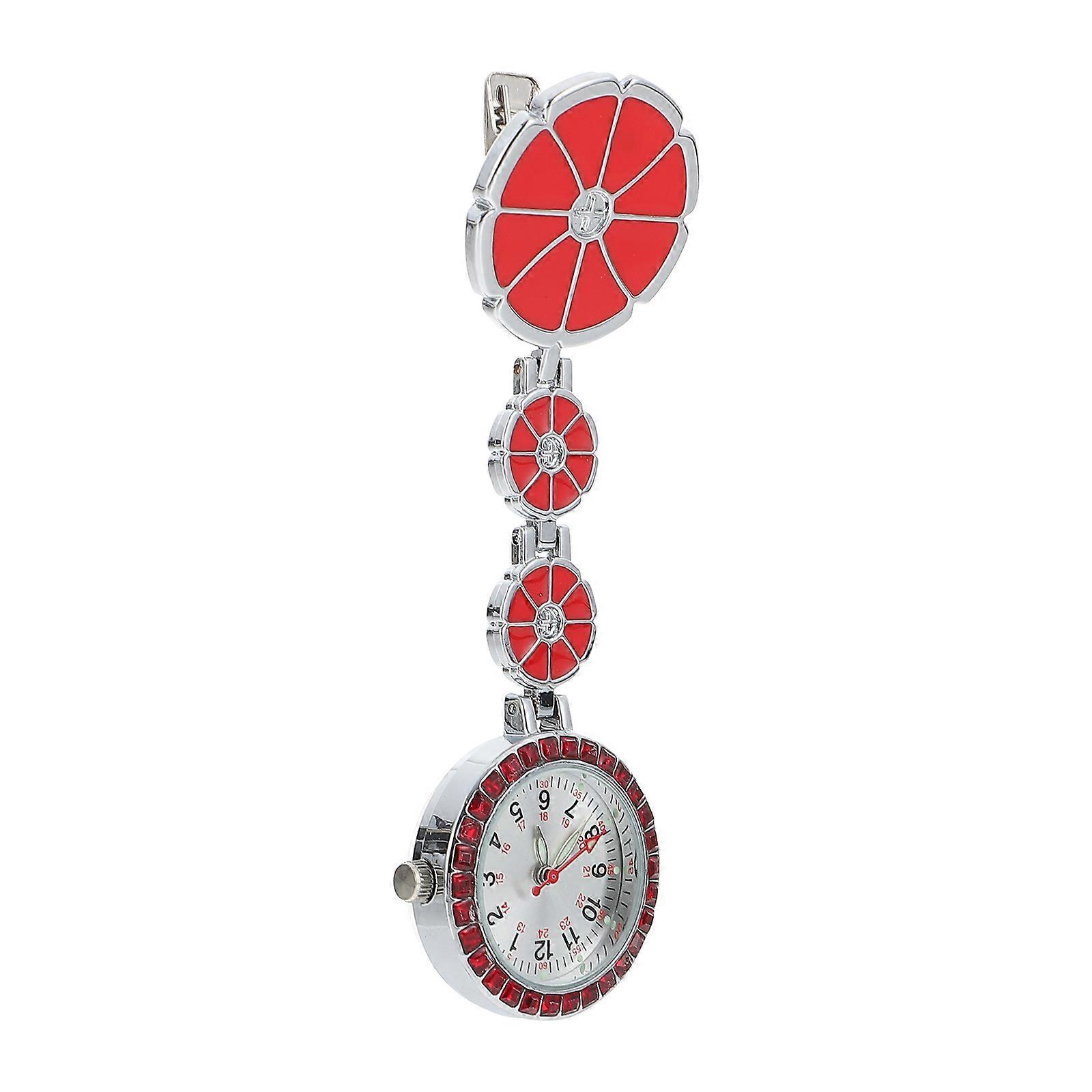 Nursing Exam Watch Clip-on Watch for Nurses Doctors Timekeeping Function 1Pcs in Red