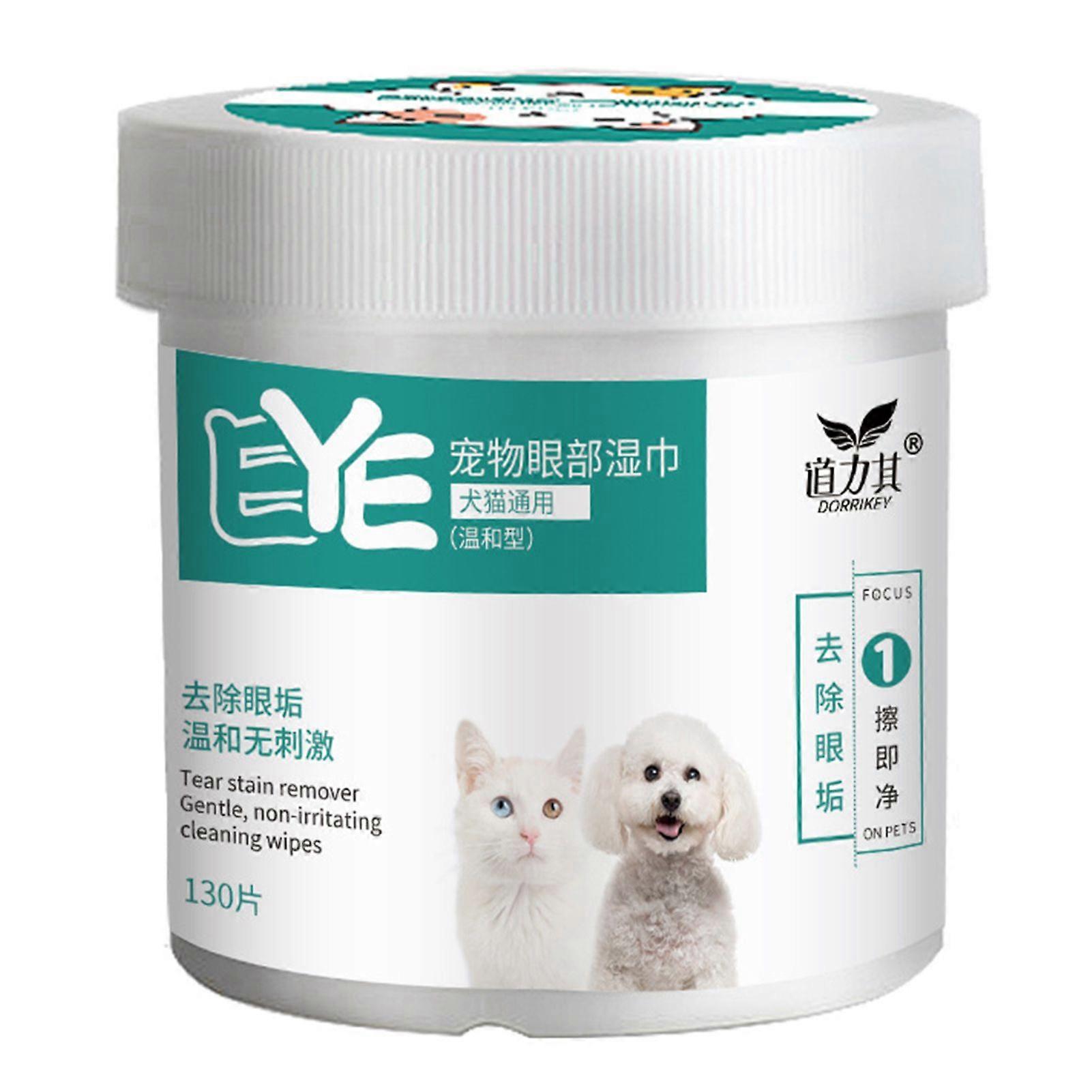 130pcs Pet Wet Wipes for Eyes/Ears Dog Cat Tear Stain Remover Cleaning Paper Wipes
