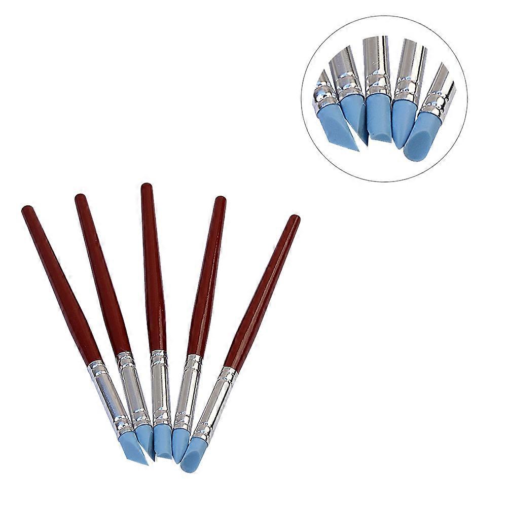 Sky-Blue Silicone Clay Sculpting Tool 5Pcs Ideal For Shaping And Pottery In Various Sizes 17x2cm Perfect For DIY Enthusiasts