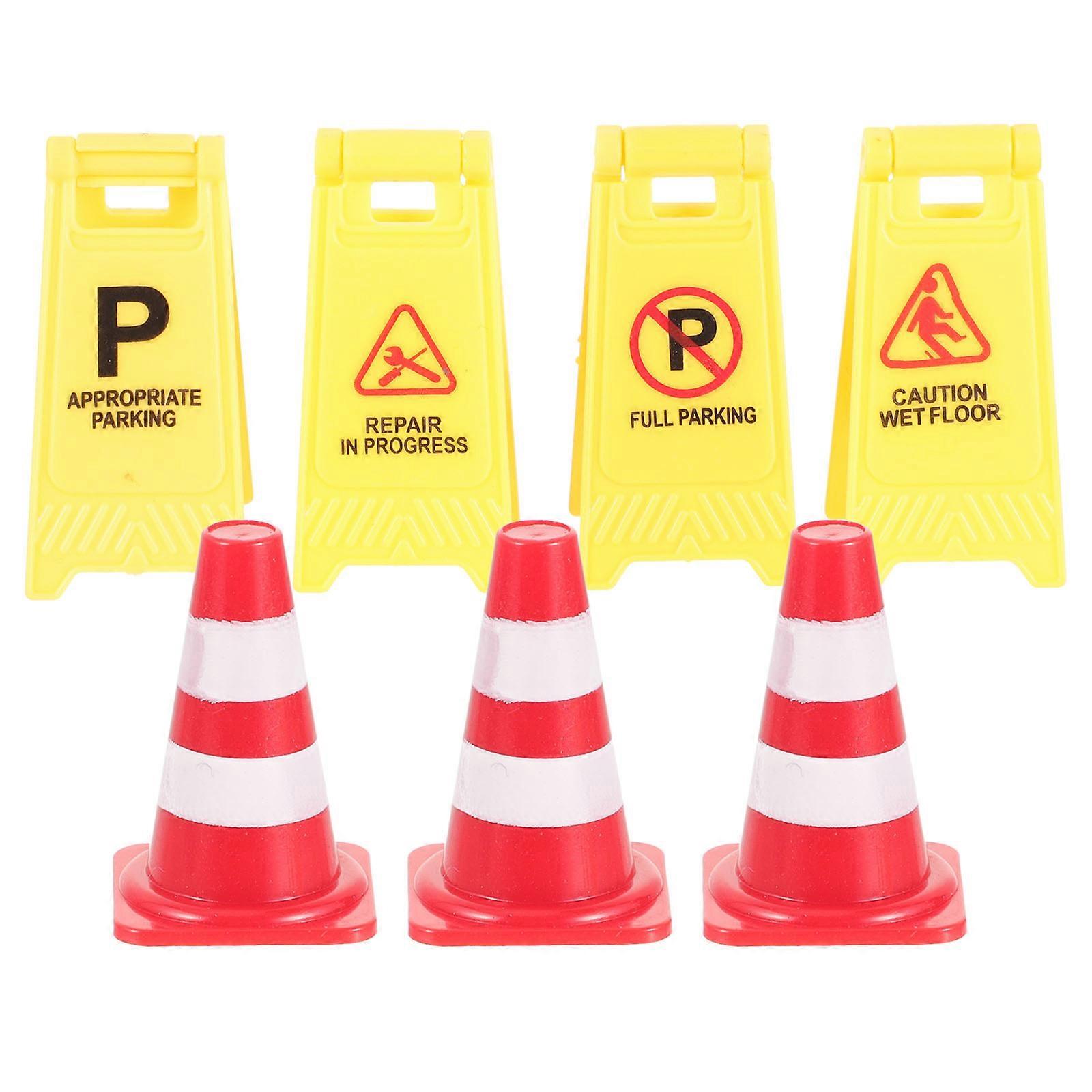 Traffic Sign Models Dollhouse Model Props for Decor 1Set Traffic Road Sign Toys