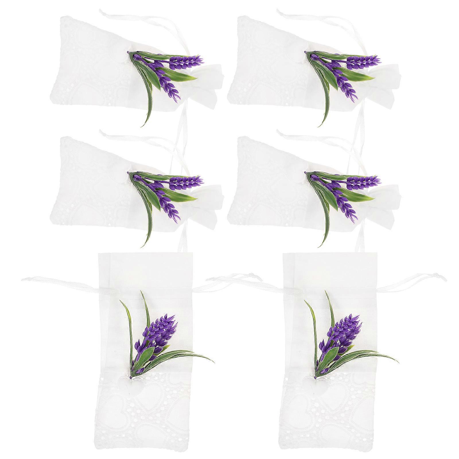 6Pcs Lavender Sachet Bag Empty Set Traditional Design For Gift Packaging Fragrance Storage 15x7cm Purple Pouch