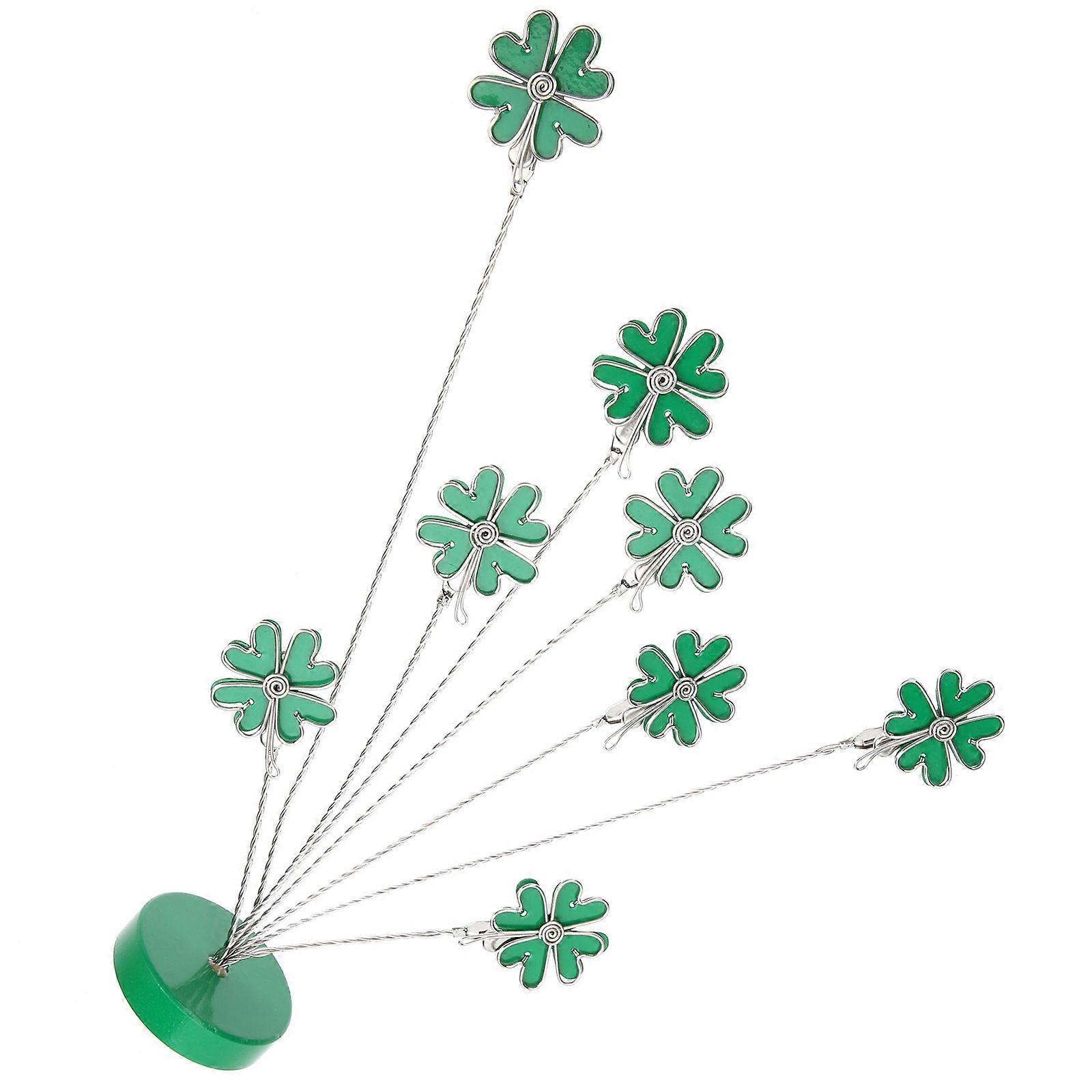 Green Metal Clover Shape Photo Clip Stand 1Pack Ideal For Storing And Displaying Guest Cards And Recipes