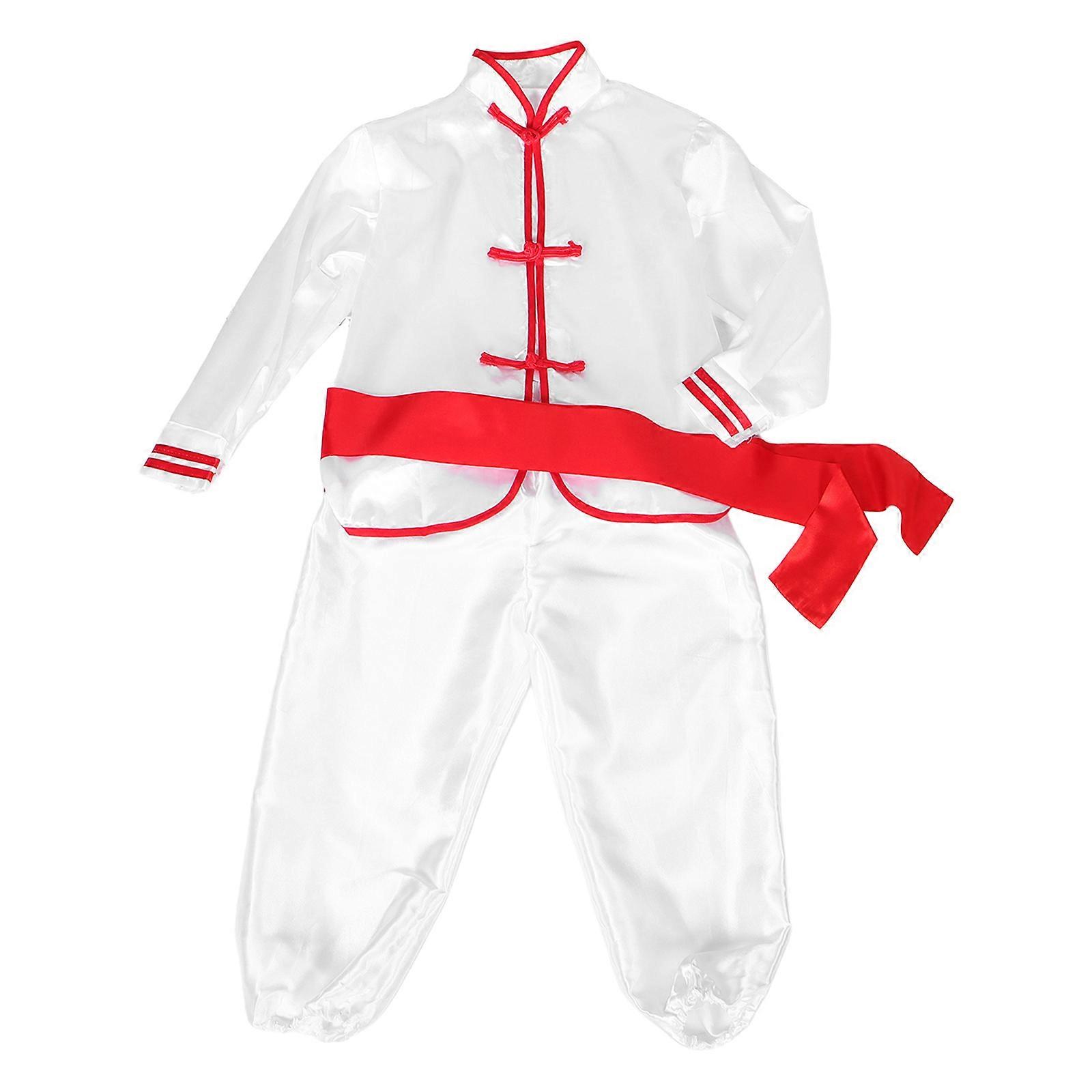 Kids Kung Fu Uniform in White Polyester Comfortable Breathable and Durable for Martial Arts Practice 1 Set