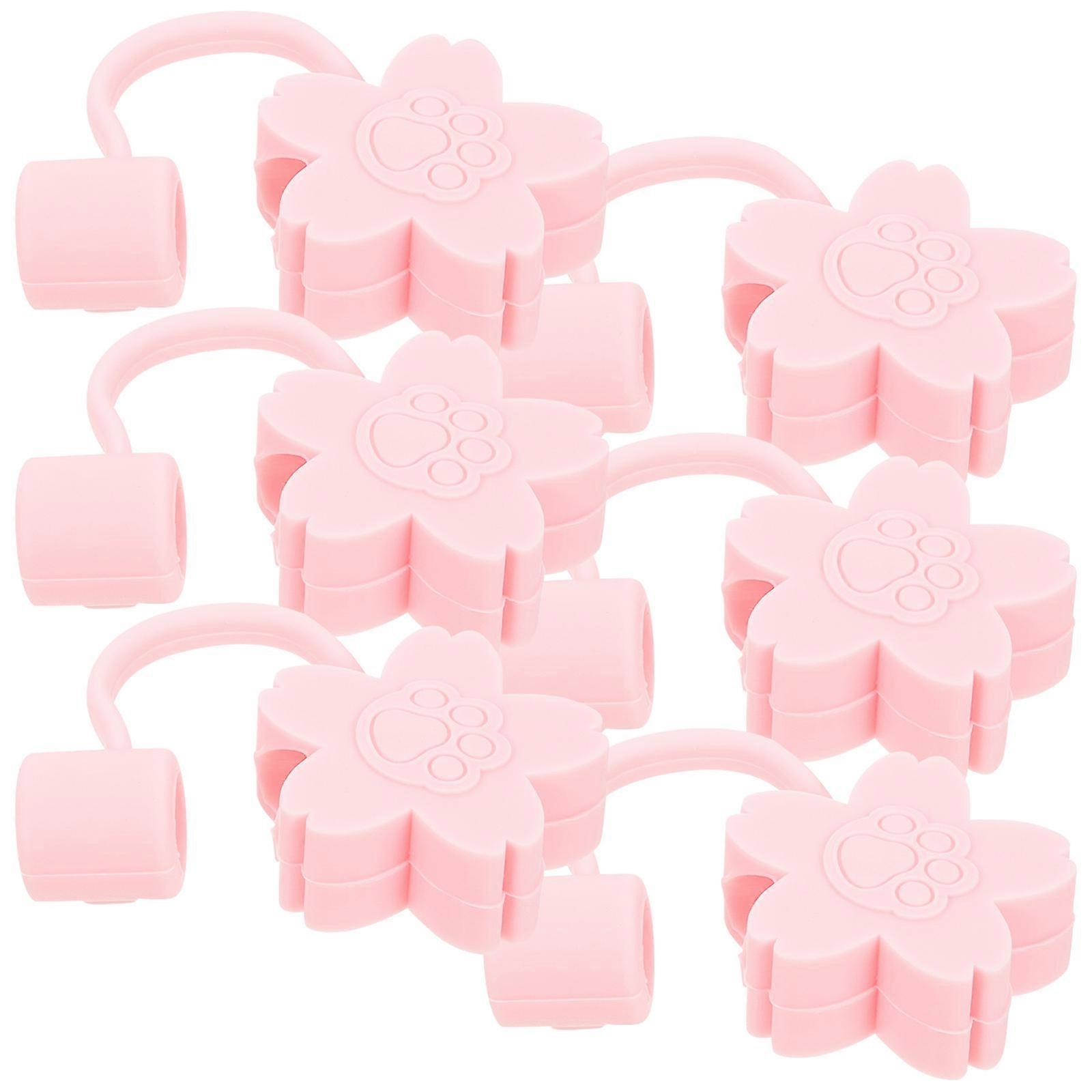 6pcs Reusable Straw Covers with Cute Cartoon Design for Tumbler and Cup Drinking Straw Tips Lids