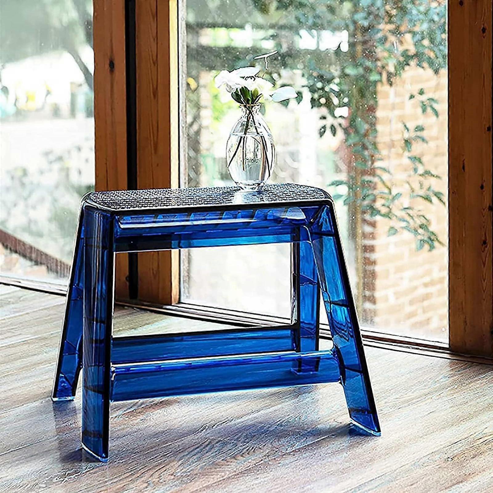 Foldable step stool made of acrylic, portable, 1 step, ladder for adults, transparent stool for indoor and outdoor use, easy to store.