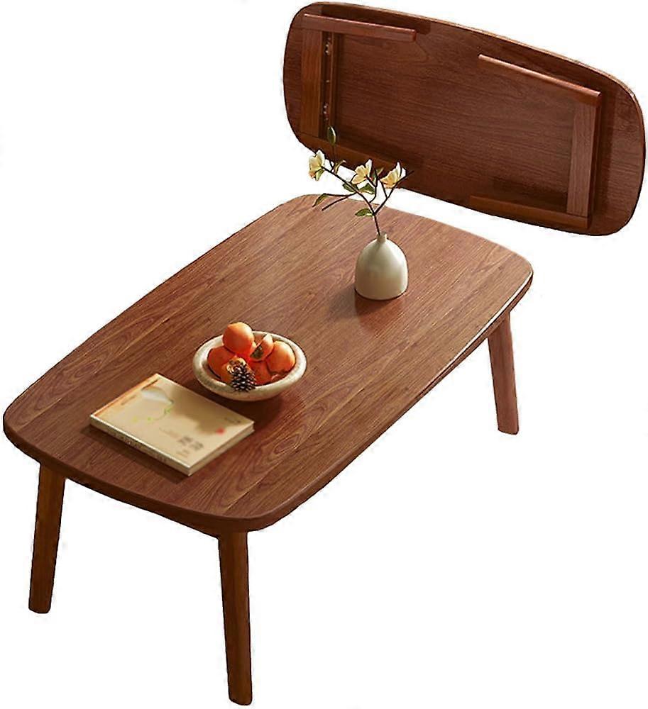 Portable foldable rectangular coffee table, minimalist Japanese design, small low floor table, no assembly required, spacesaving Noce 100 cm