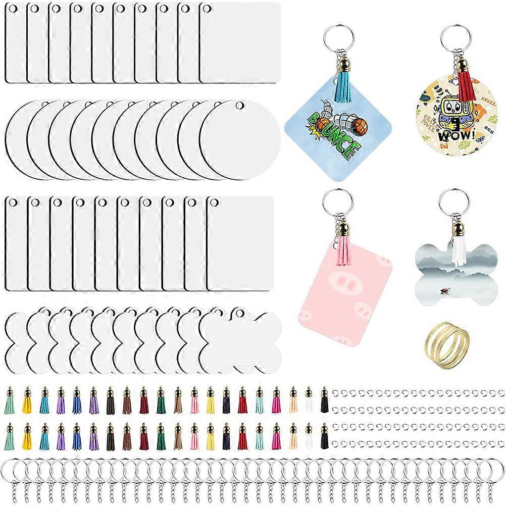 40 Sets Sublimation Blanks Keychains DIY Sublimation Boards Tassels Keychain Crafts