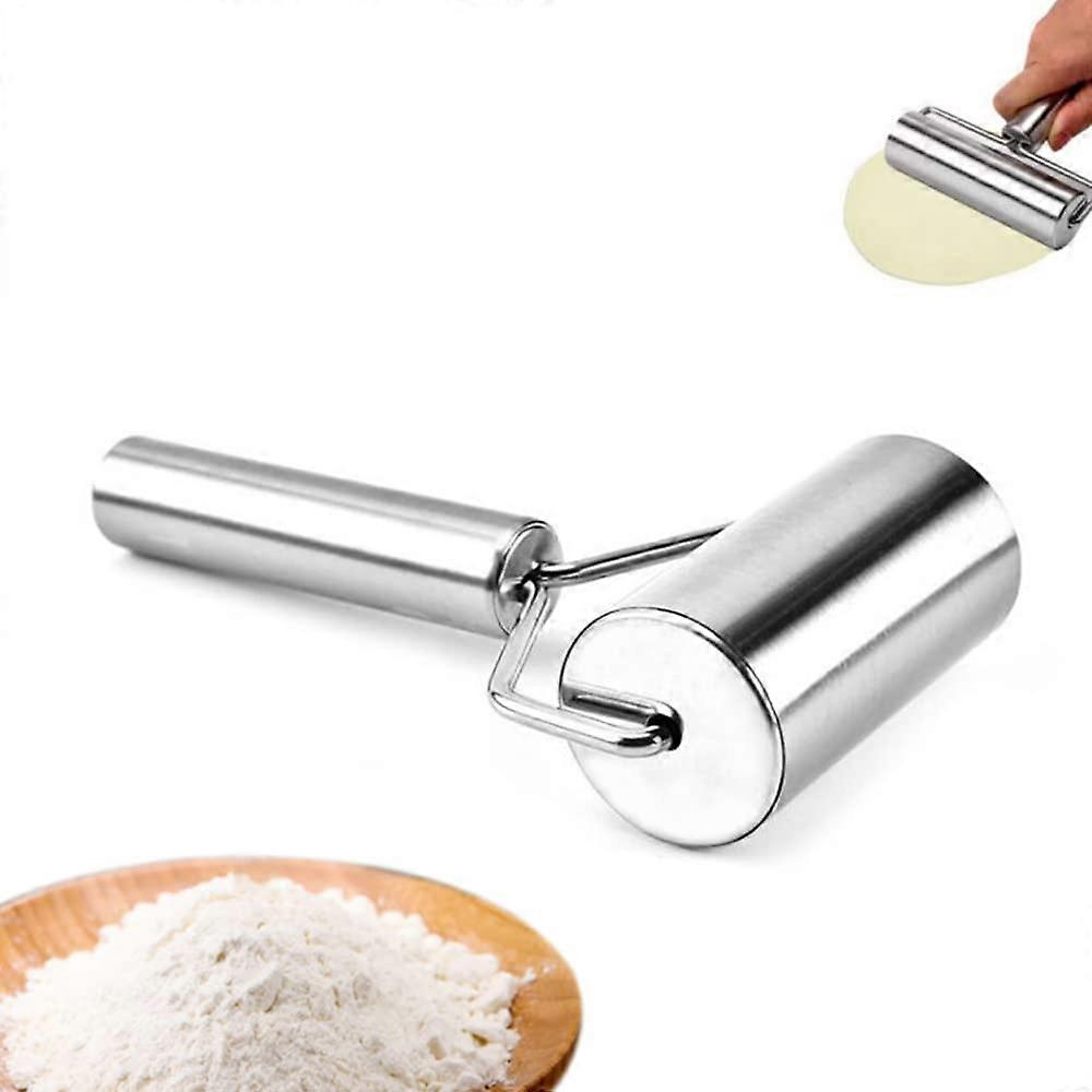 Stainless Steel Rolling Pin For Pizza Dough, Small Size, Handmade, Durable And Even Rolling, Silver Finish