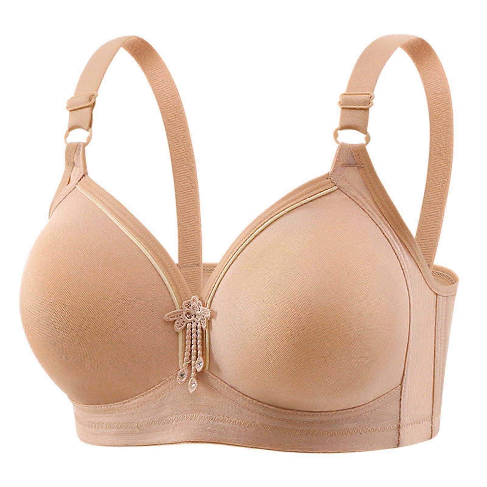 Bras for Women Full Coverage Underwire Plus Size Wireless Bra Without Ring Khaki 52 Everyday Bra