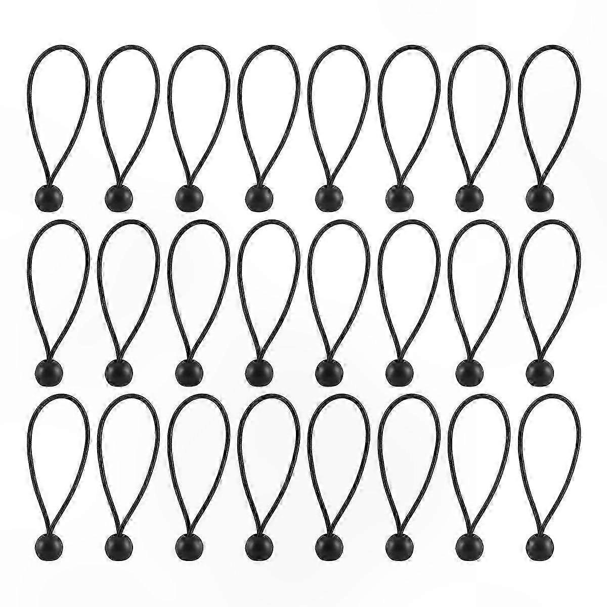 50 Pack Elastic Bungee Cords with Balls for Tents, Banners, Flags, and Tarps (Black)