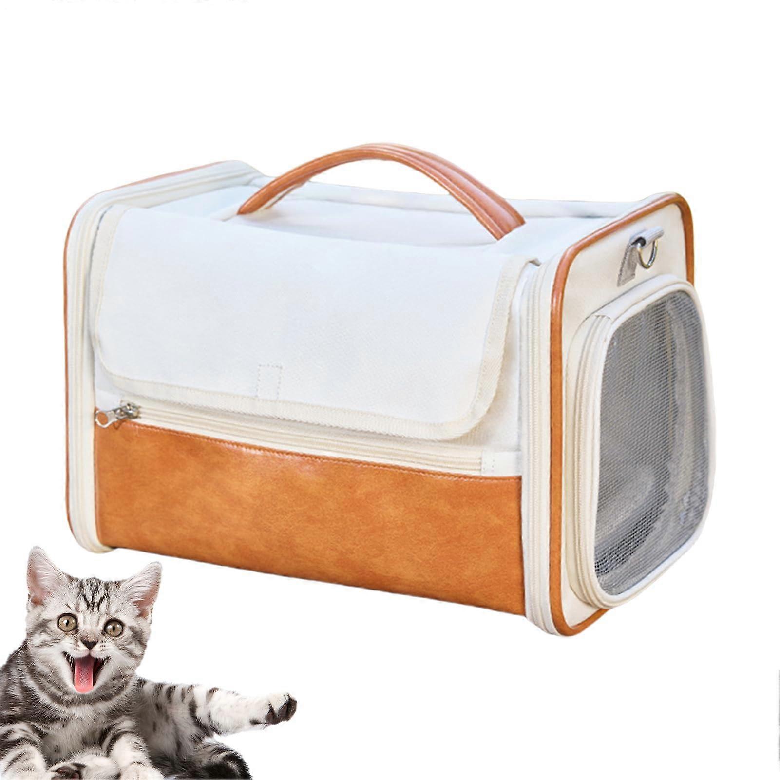 Cat Soft-Sided Travel Carrier 23x32cm, Lightweight Transport Box with Inner Lead for Kittens, Puppies, Ferrets, Rabbits