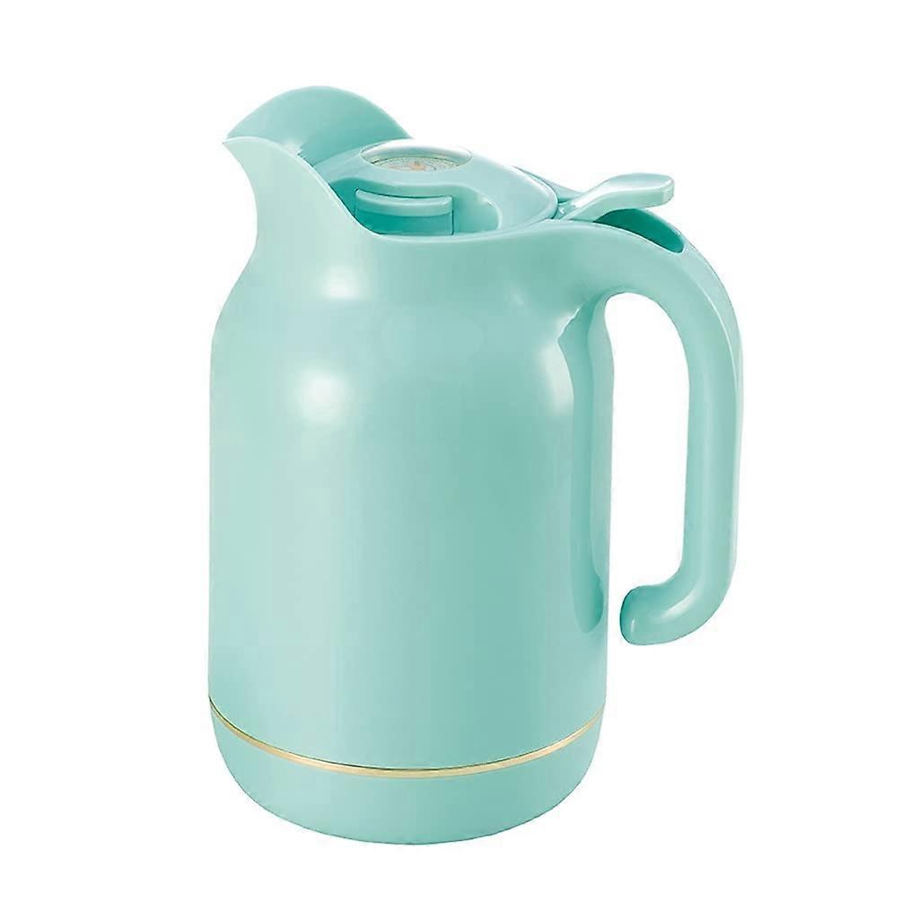 Dormitory Portable Thermostatic Glass Thermos Household LargeCapacity Display Temperature Insulation Pot 1.5L (Color : Green) (Green)