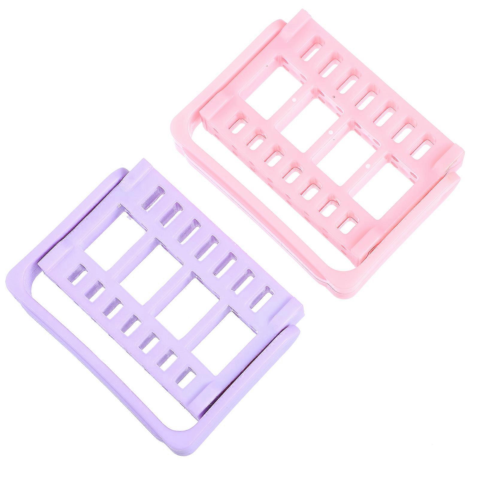 Nail Drill Bit Holder for Storage 2Pcs Practical Grinding Bit Rack in Pink