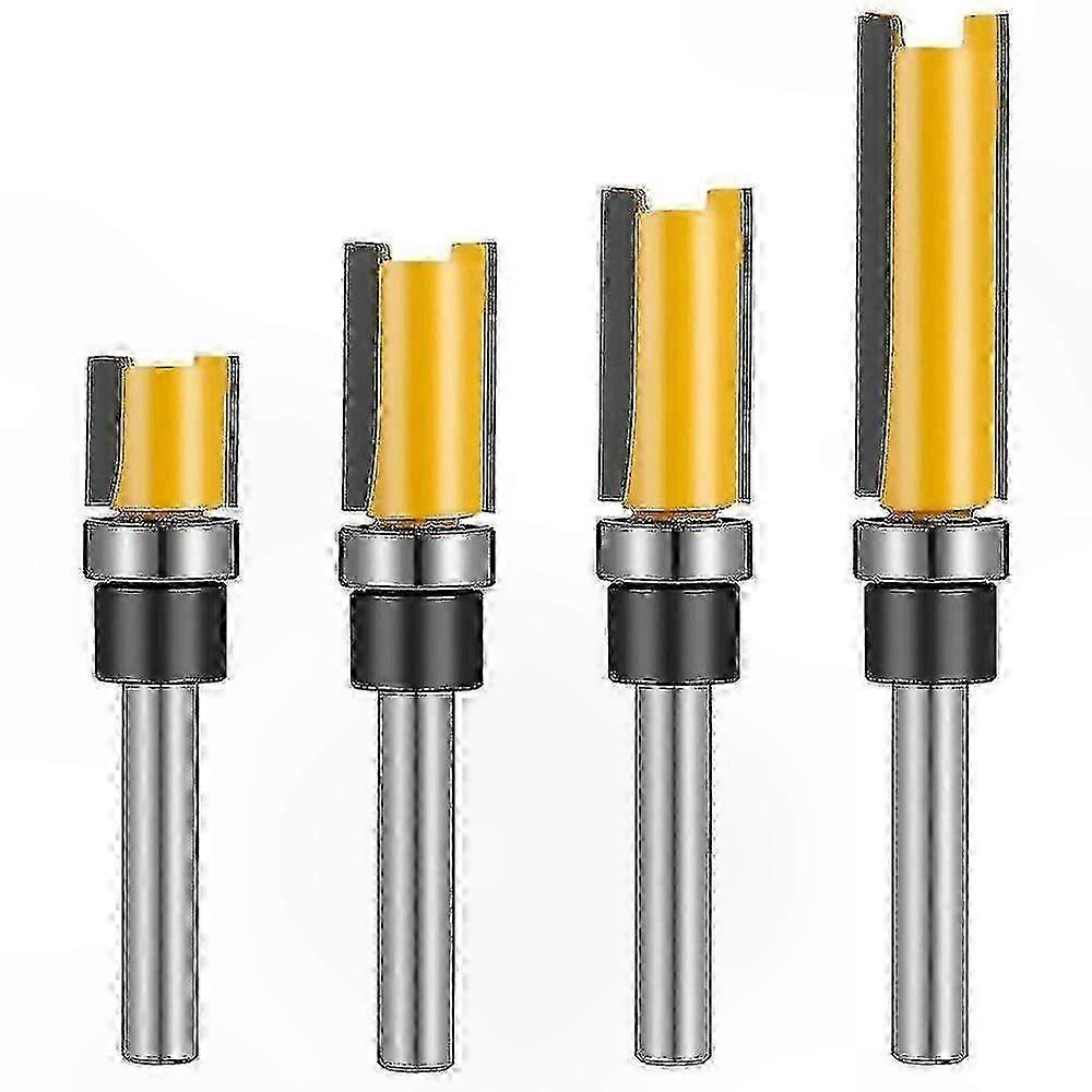 4-Piece Flush Router Bit Set with 12.7mm Shank for Wood Cutting and Groove Crafting Premium Quality Tool for Professional Use