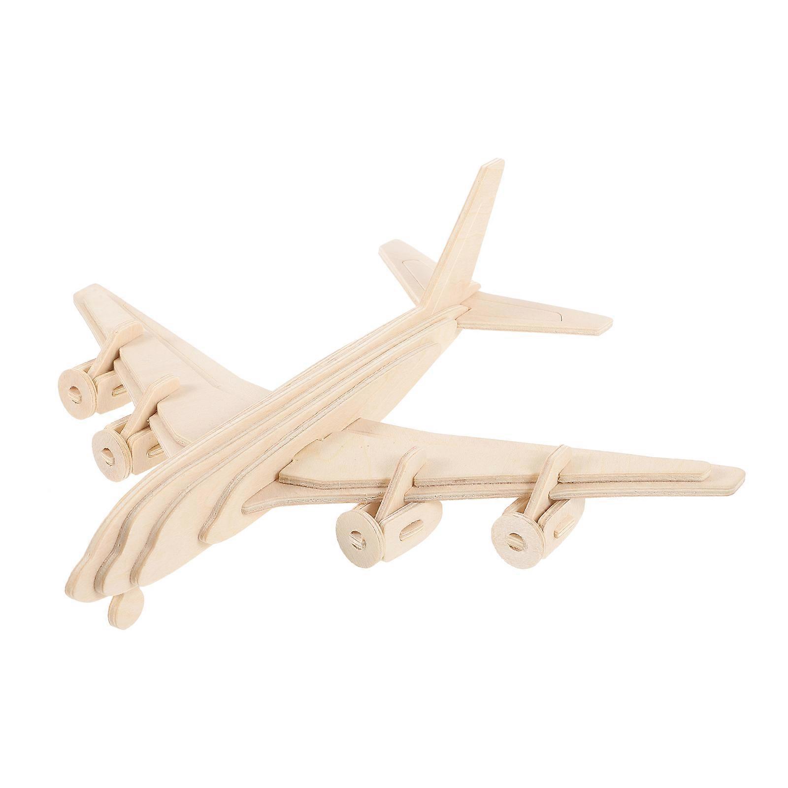 Wooden Airplane Model for Kids Khaki Color Safe Durable Decorative Toy and Gift 3D Puzzle Kit