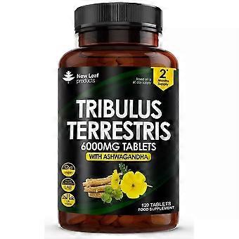 New Leaf Products Tribulus Terrestris 6000mg +Ashwagandha 120 VeganTabs - 4 Pack