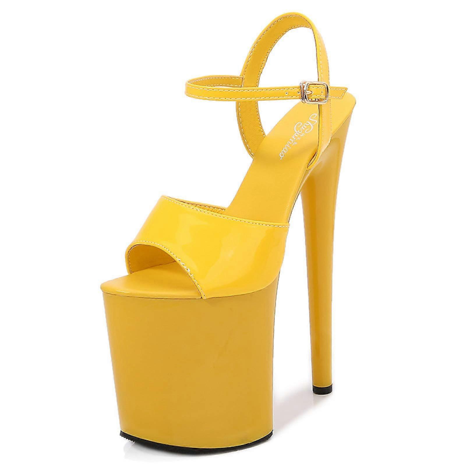 Heels Stiletto 20cm Platform Sandals, EU Sizes 3443, Yellow, Statement Look