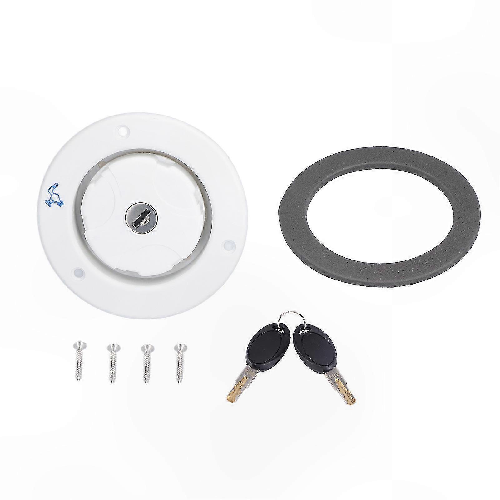 White PP Plastic Gravity Water Inlet with Key Lock for RV, Motorhome, Camper, Trailer, Caravan