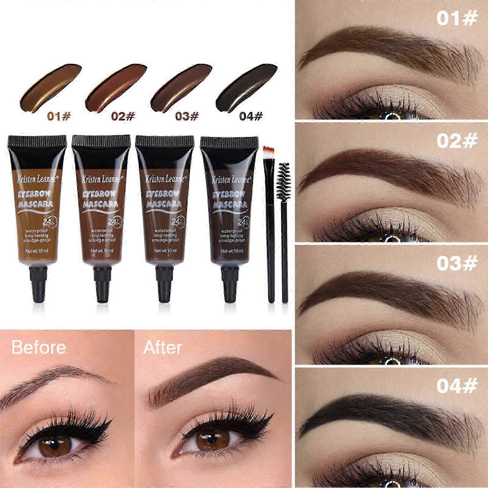 Tinted Thickening Eyebrow Mascara with Two Eyebrow Brushes, Brow Fast Sculpt Cream, Waterproof, Transfer-proof, Eyebrow Tinting Kit
