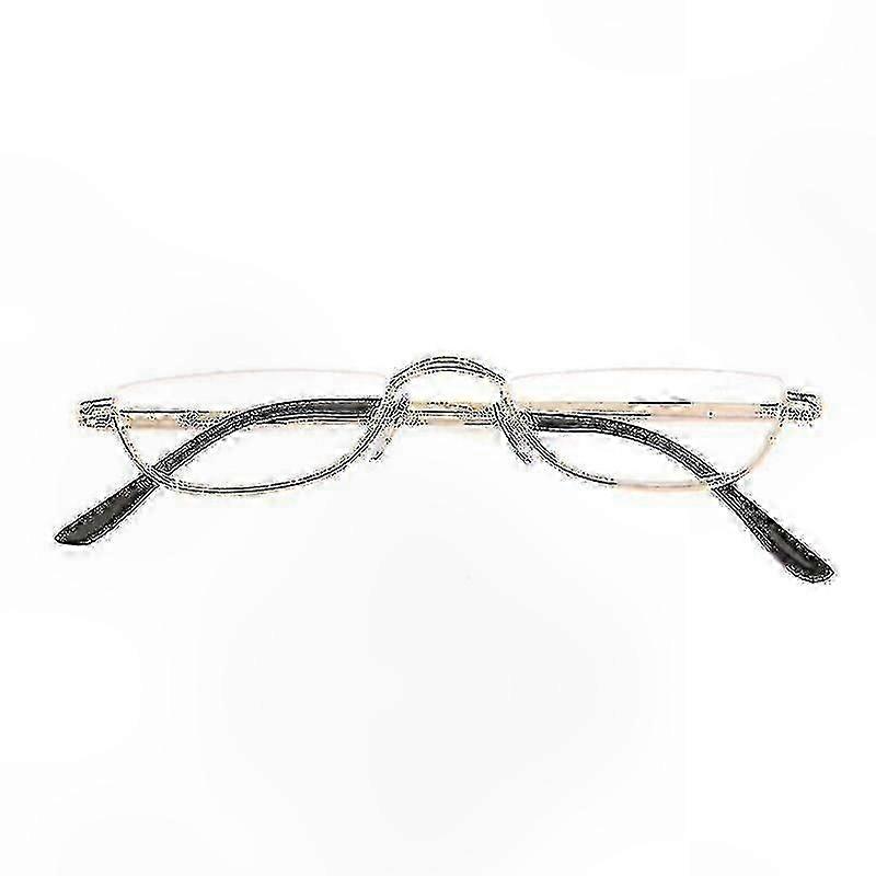 Half Rimless Reading Glasses with Metal Spring Hinges for Presbyopia, Strength 1.0-4.0